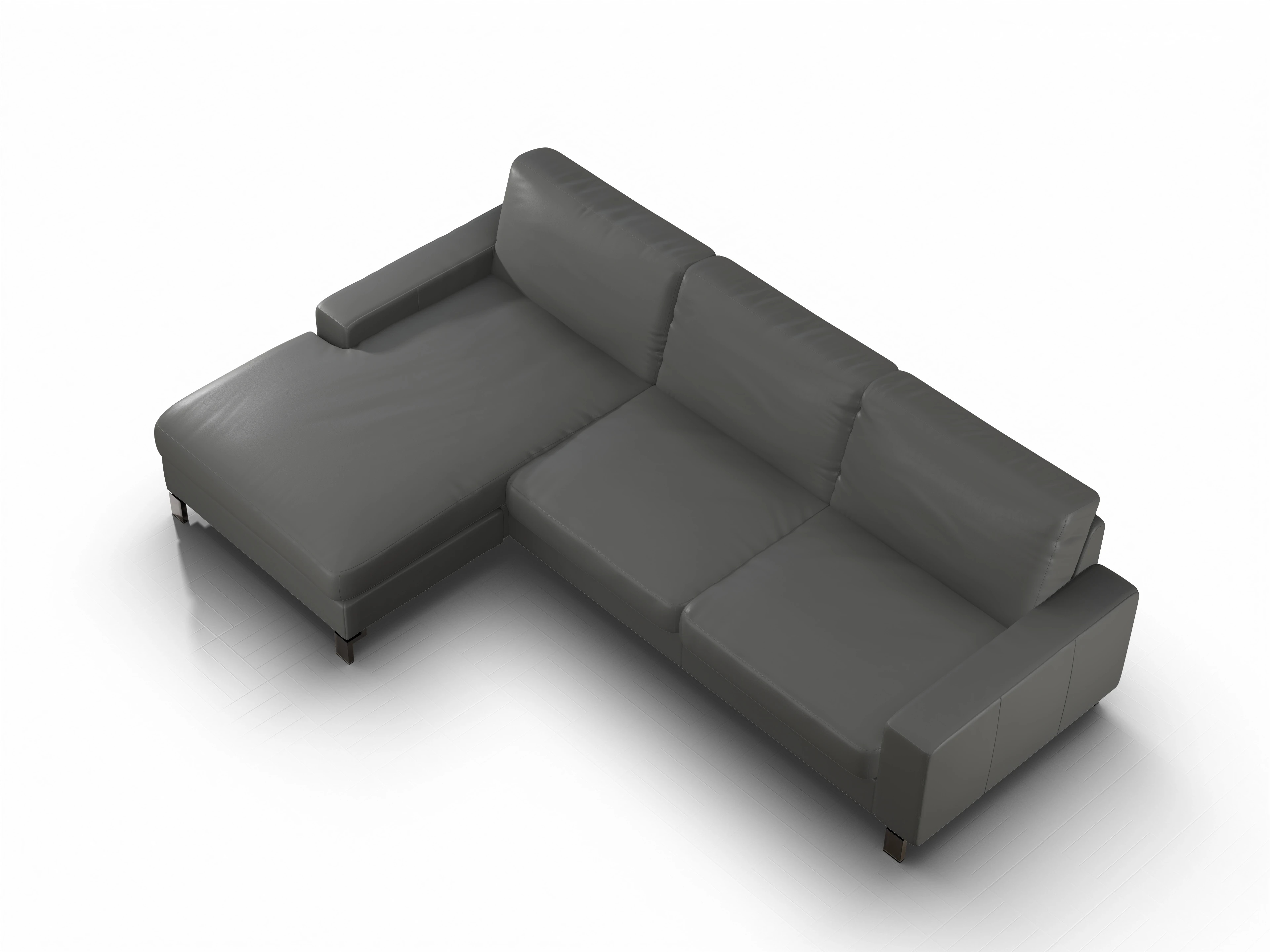 Ansicht des Produktes Casco 2.0 Ecksofa links Abschluss offen in Leder Grau