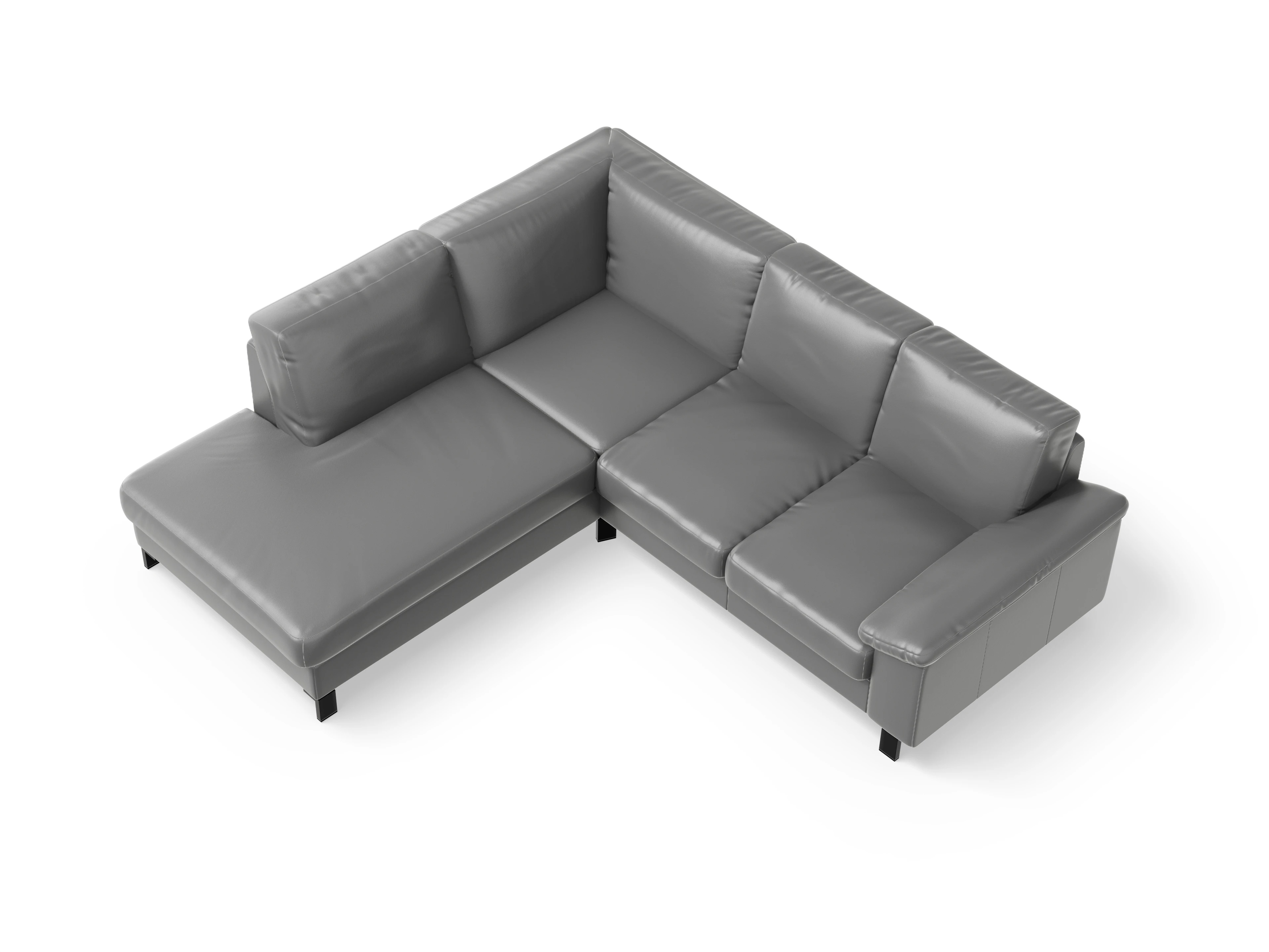 Ansicht des Produktes Casco 2.0 Ecksofa links Abschluss offen in Leder Grau