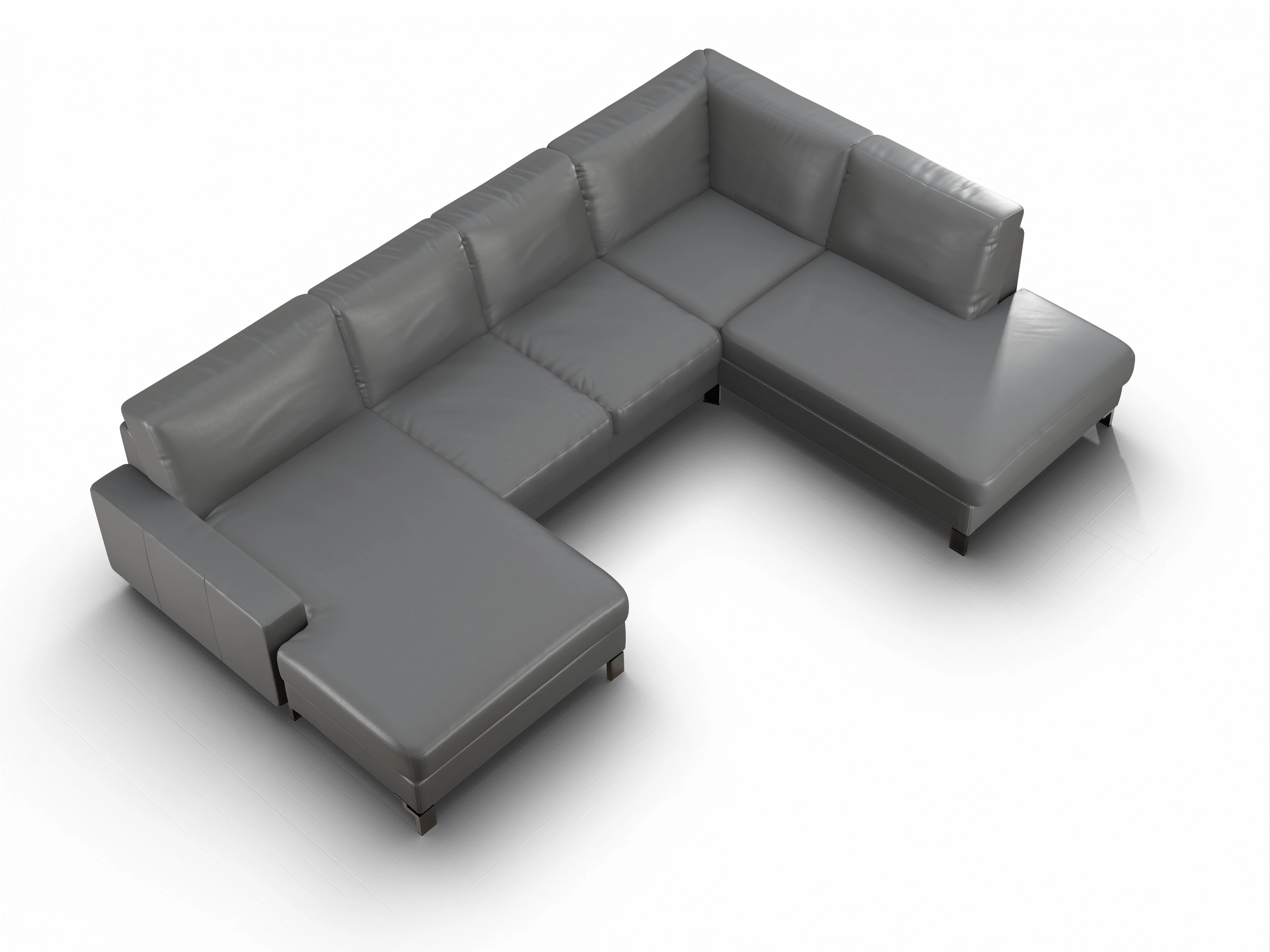 Ansicht des Produktes Casco 2.0 Wohnlandschaft offen beidseitig in Leder Grau