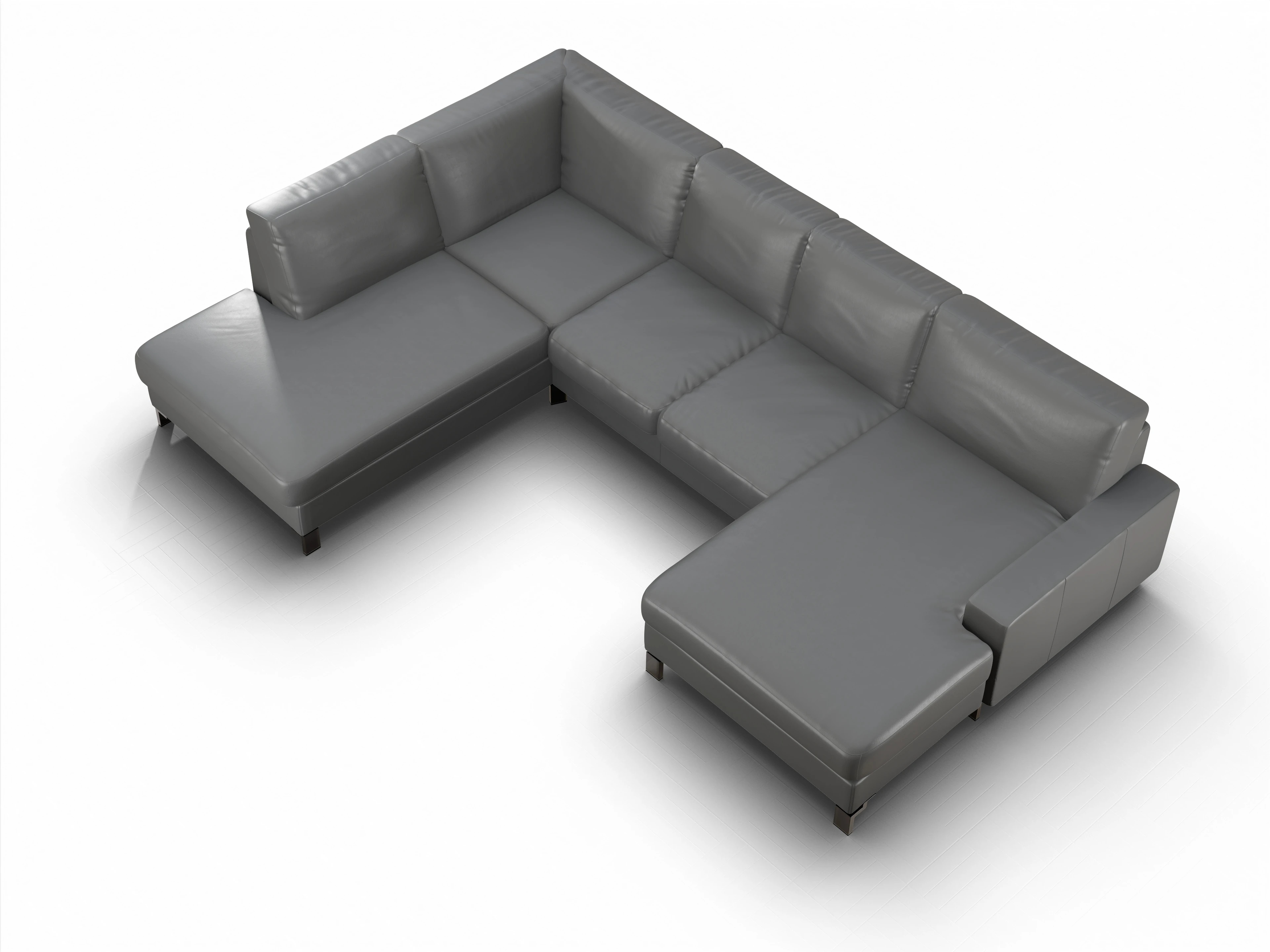 Ansicht des Produktes Casco 2.0 Wohnlandschaft offen beidseitig in Leder Grau