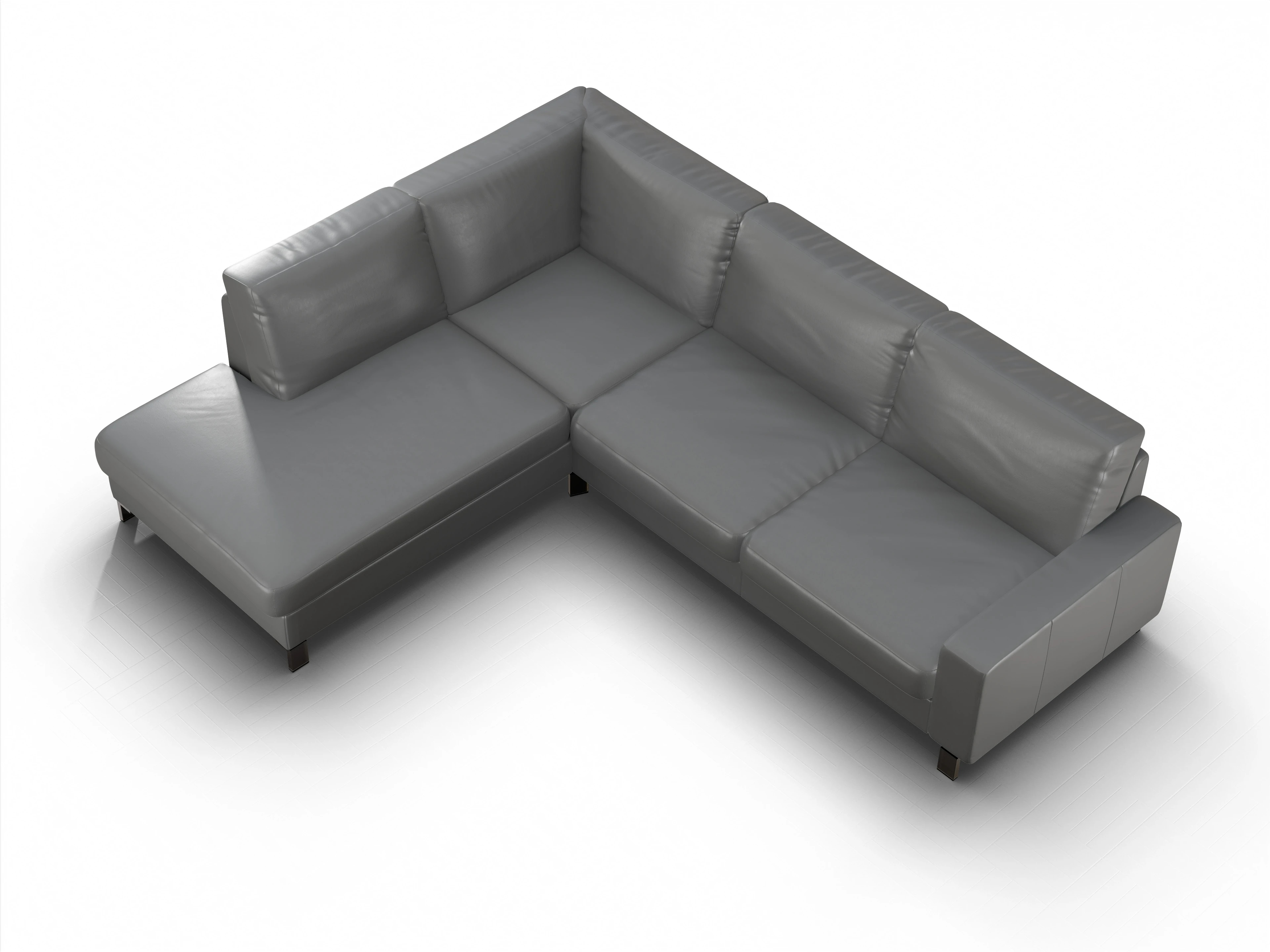 Ansicht des Produktes Casco 2.0 Ecksofa links Abschluss offen in Leder Grau