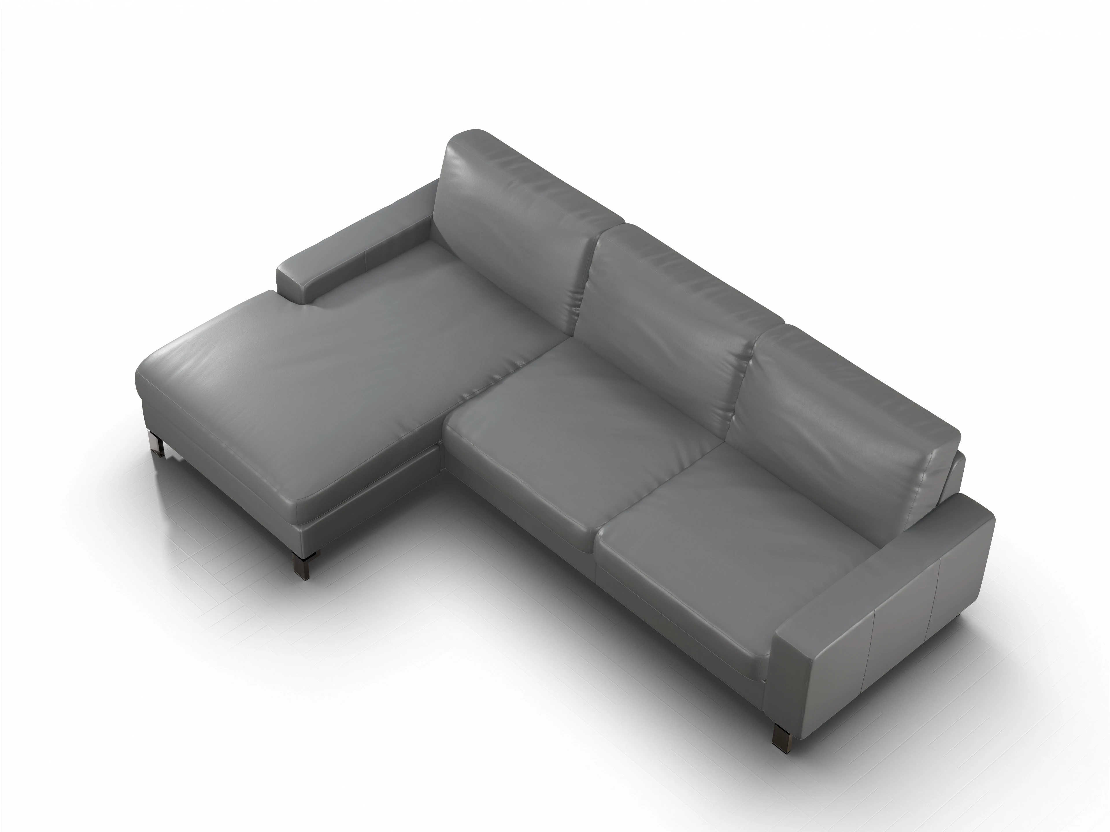 Ansicht des Produktes Casco 2.0 Ecksofa links Abschluss offen in Leder Grau