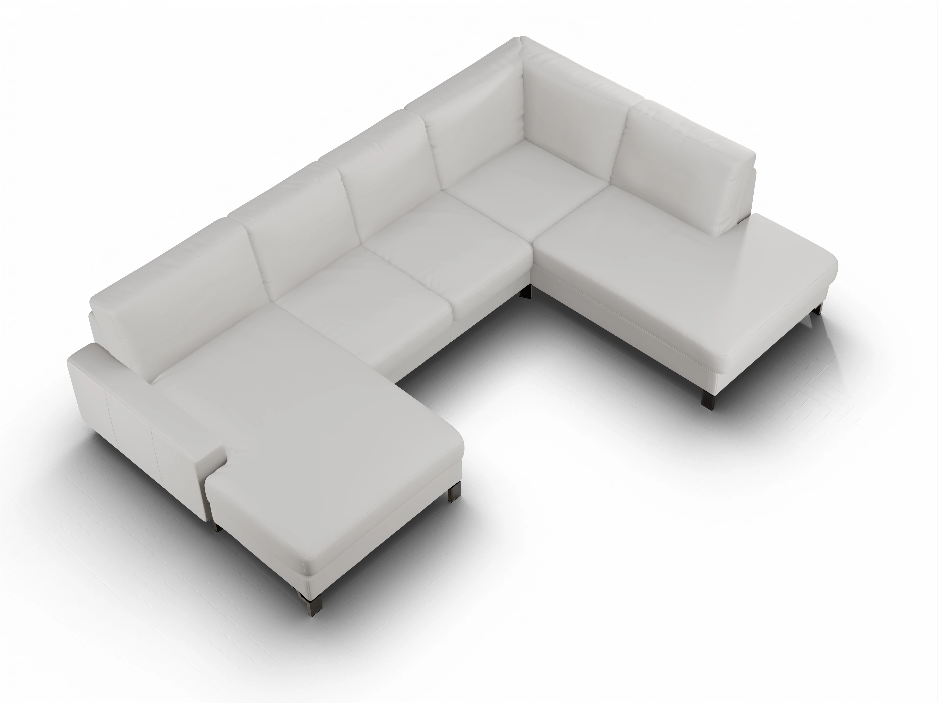 Ansicht des Produktes Casco 2.0 Wohnlandschaft offen beidseitig in Leder Grau