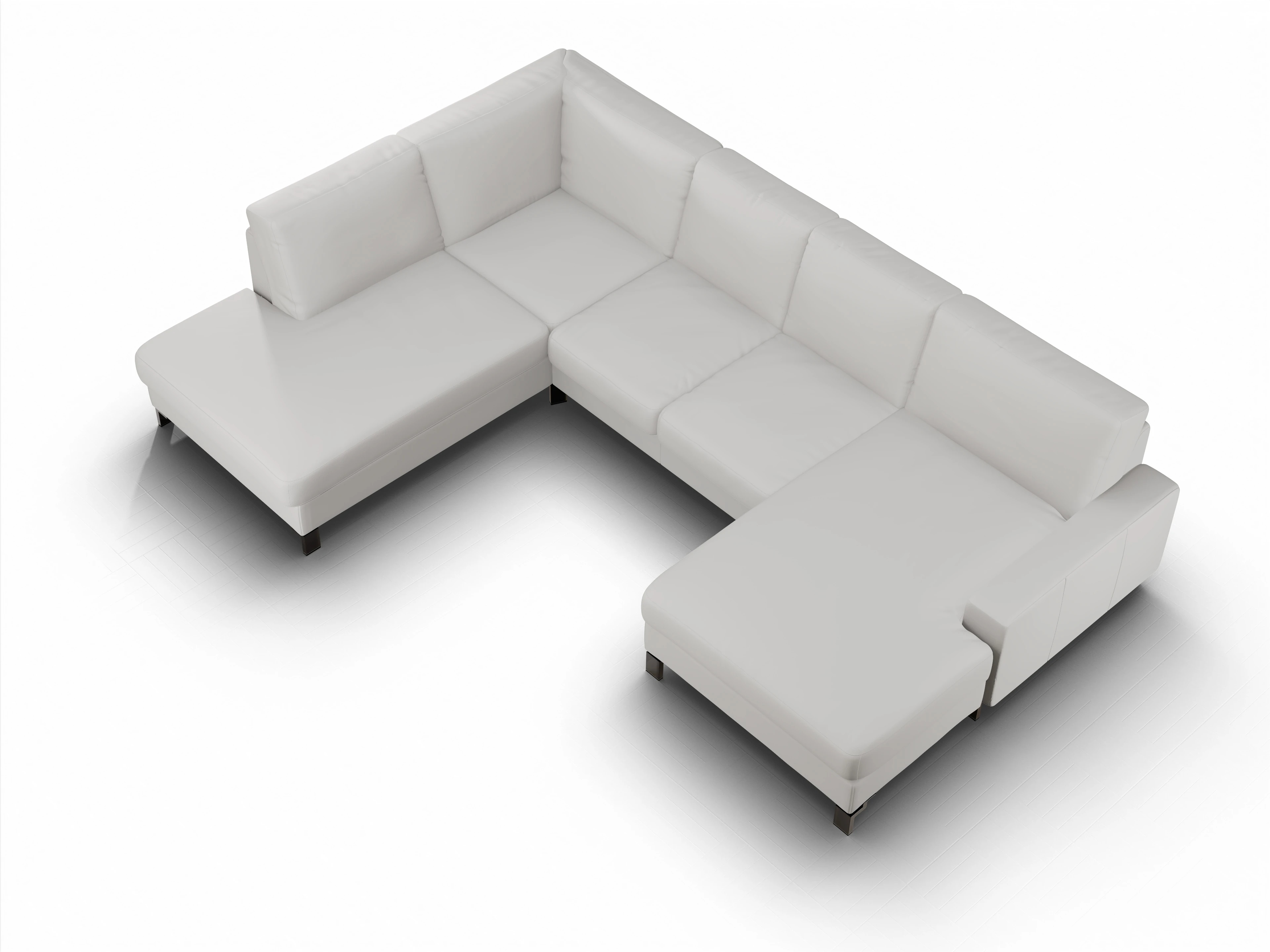 Ansicht des Produktes Casco 2.0 Wohnlandschaft offen beidseitig in Leder Grau