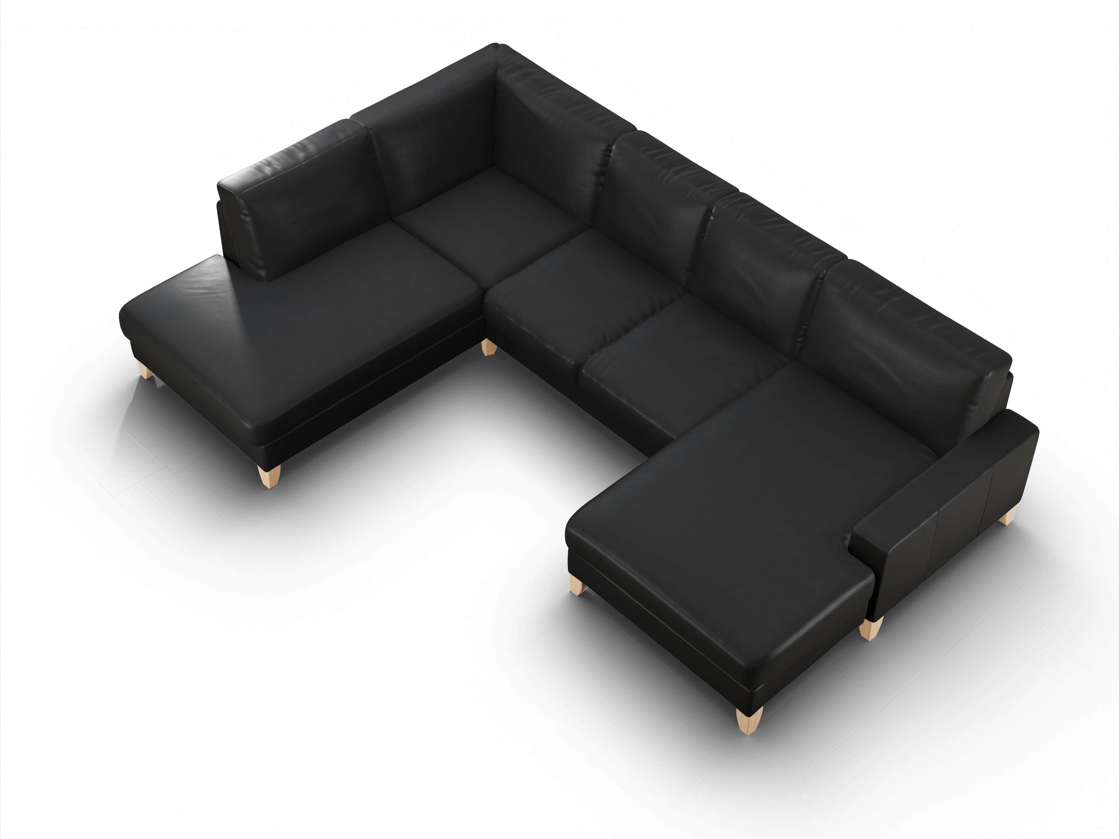 Ansicht des Produktes Casco 2.0 Wohnlandschaft offen beidseitig in Leder Schwarz