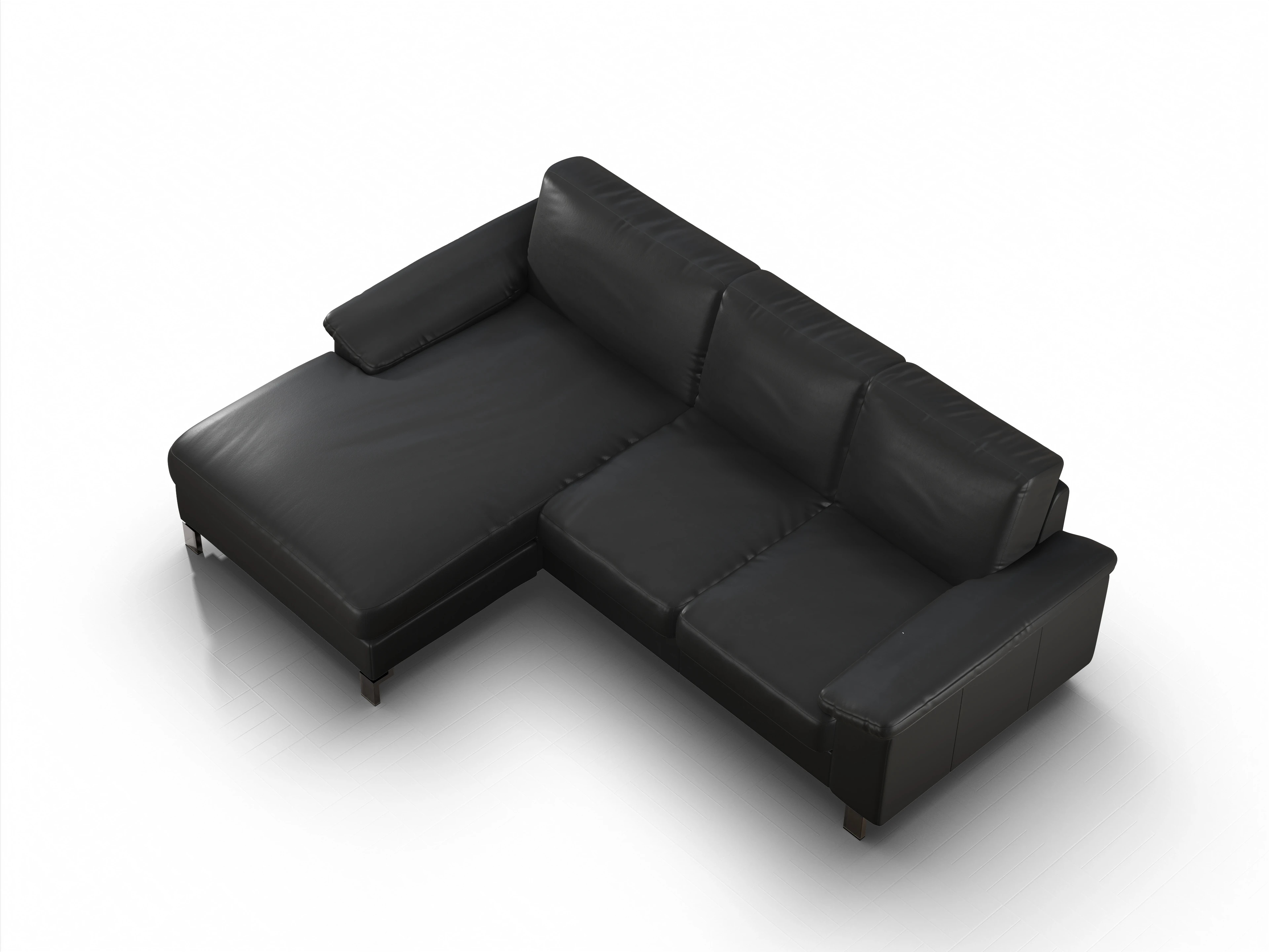 Ansicht des Produktes Casco 2.0 Ecksofa links Abschluss offen in Leder Schwarz