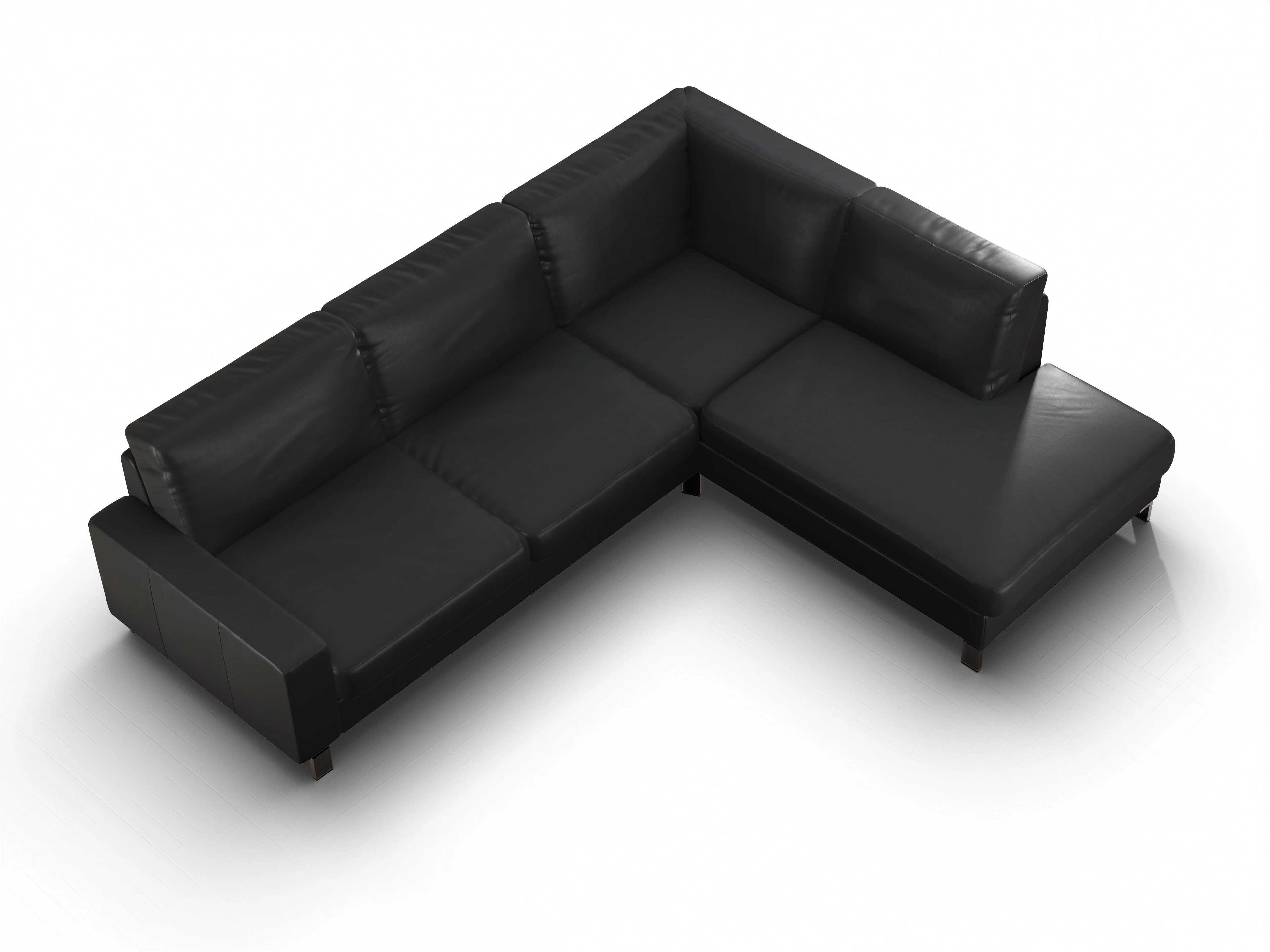 Ansicht des Produktes Casco 2.0 Ecksofa rechts Abschluss offen in Leder Schwarz