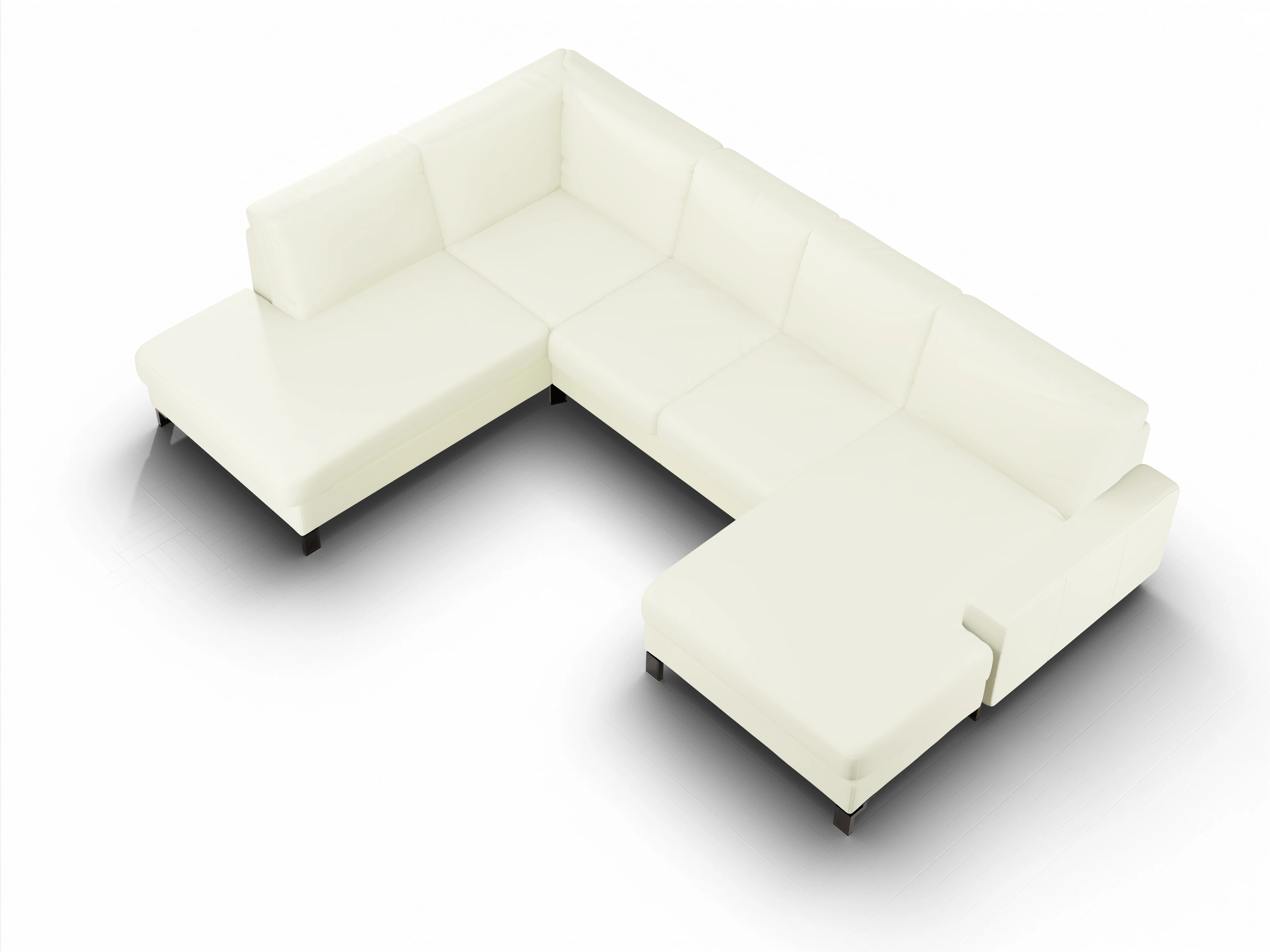 Ansicht des Produktes Casco 2.0 Wohnlandschaft offen beidseitig in Leder Weiss