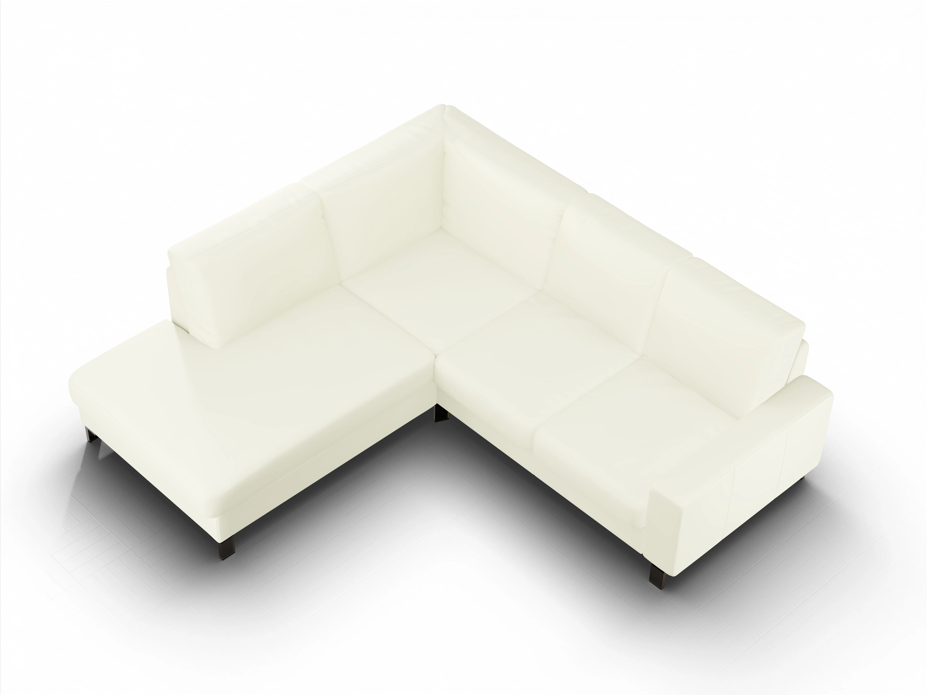 Ansicht des Produktes Casco 2.0 Ecksofa links Abschluss offen in Leder Weiss