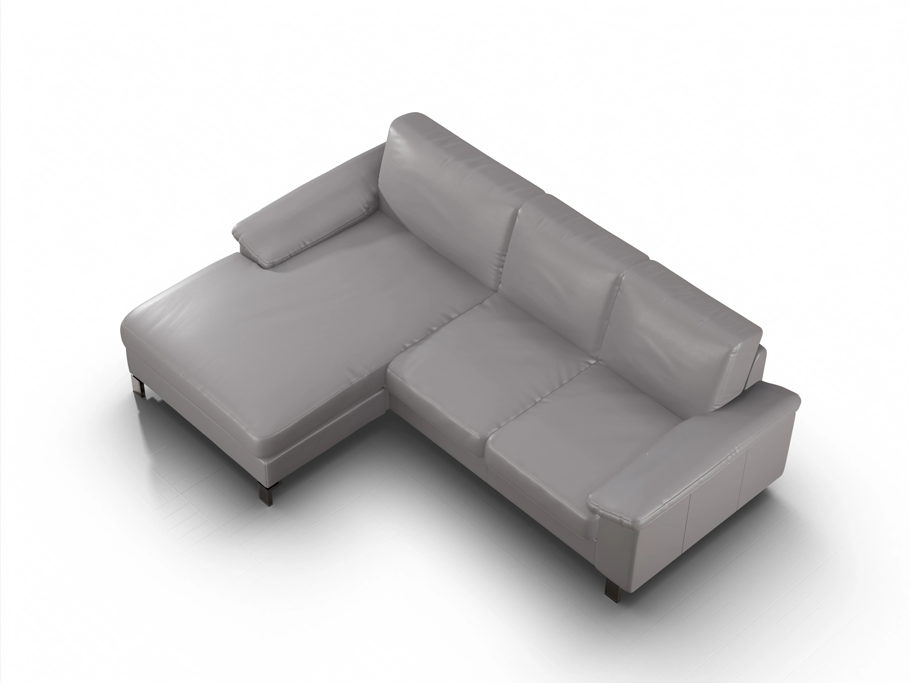 Ansicht des Produktes Casco 2.0 Ecksofa links Abschluss offen in Leder Grau