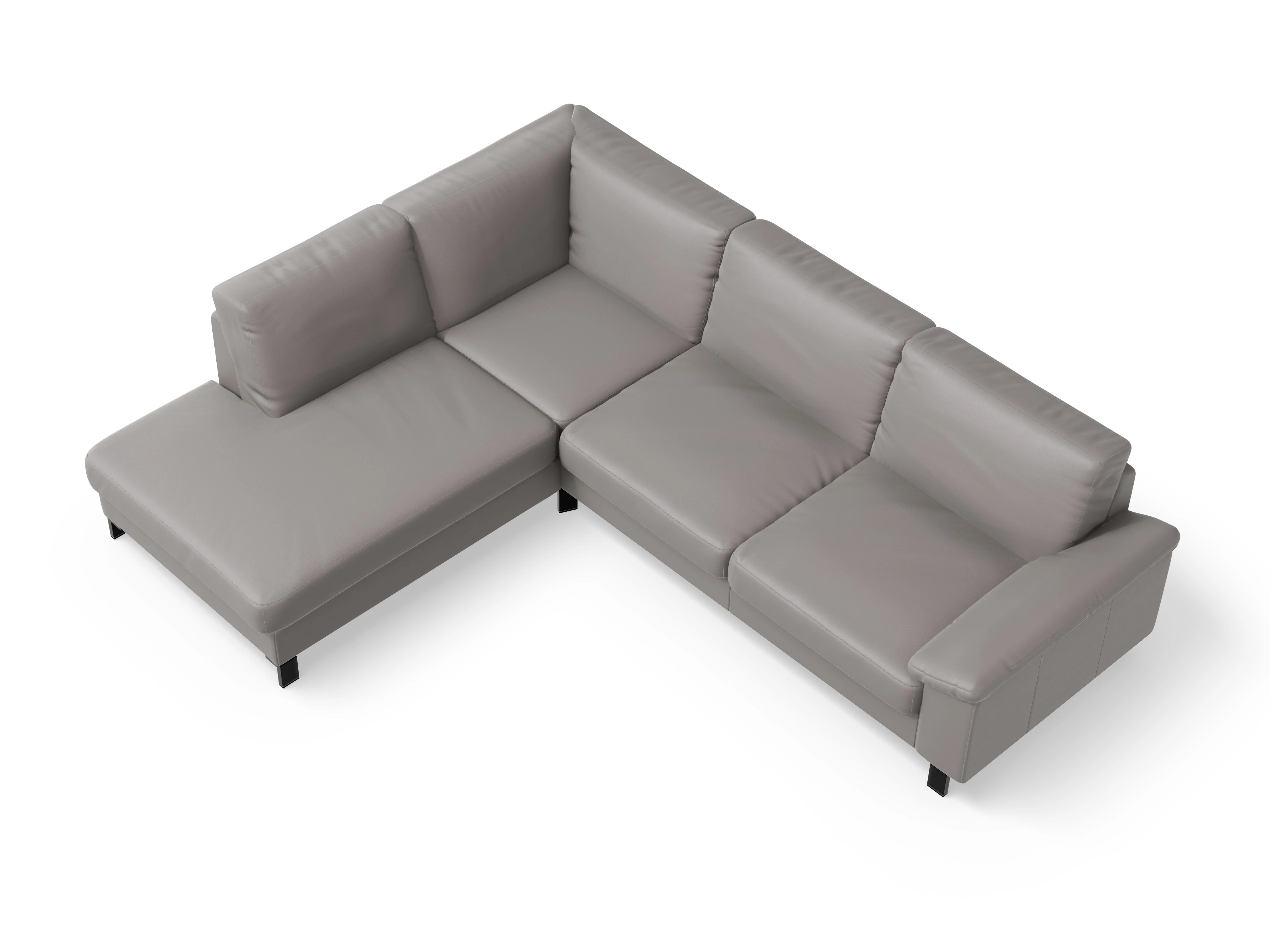 Ansicht des Produktes Casco 2.0 Ecksofa links Abschluss offen in Leder Grau