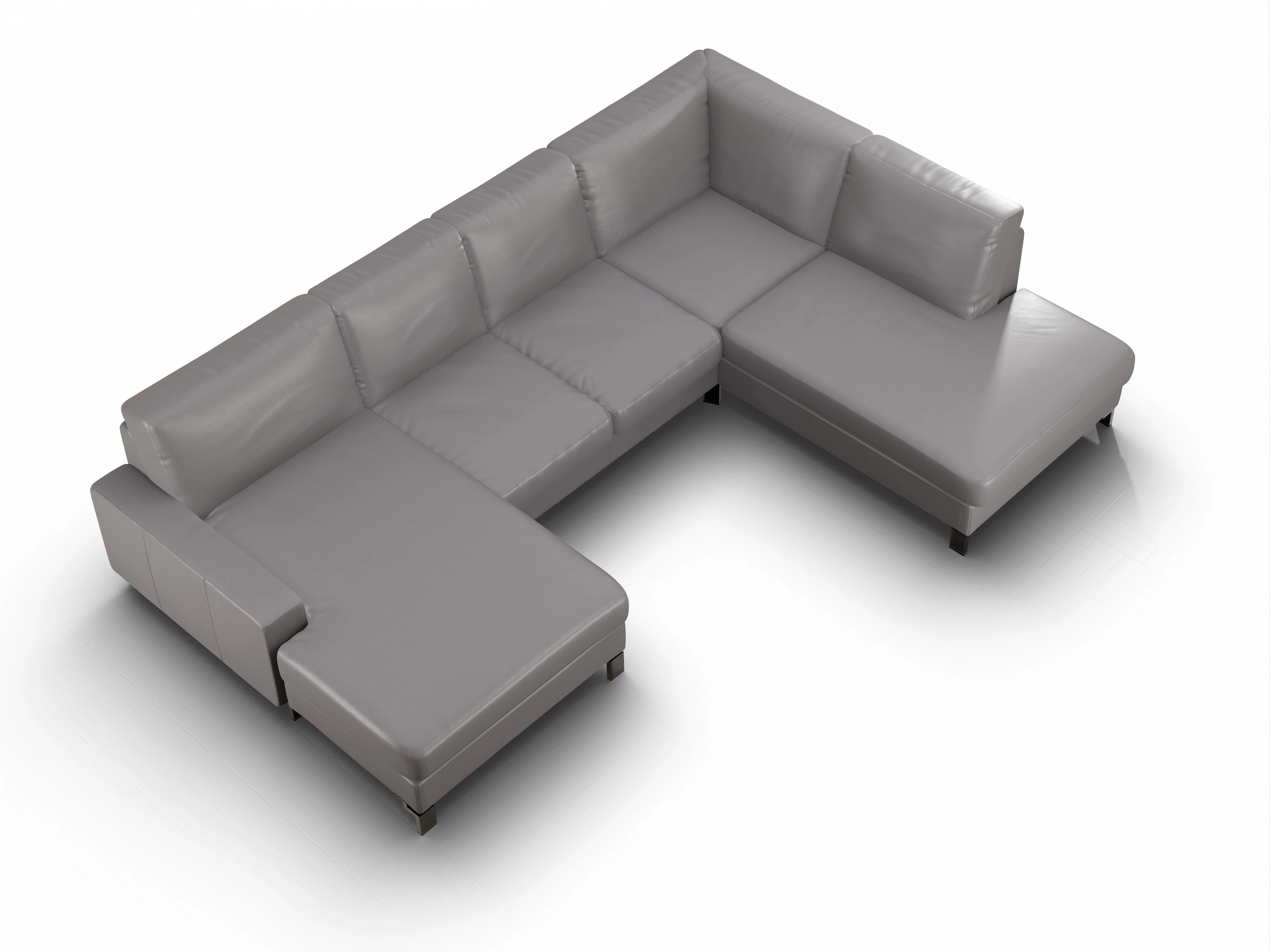 Ansicht des Produktes Casco 2.0 Wohnlandschaft offen beidseitig in Leder Grau