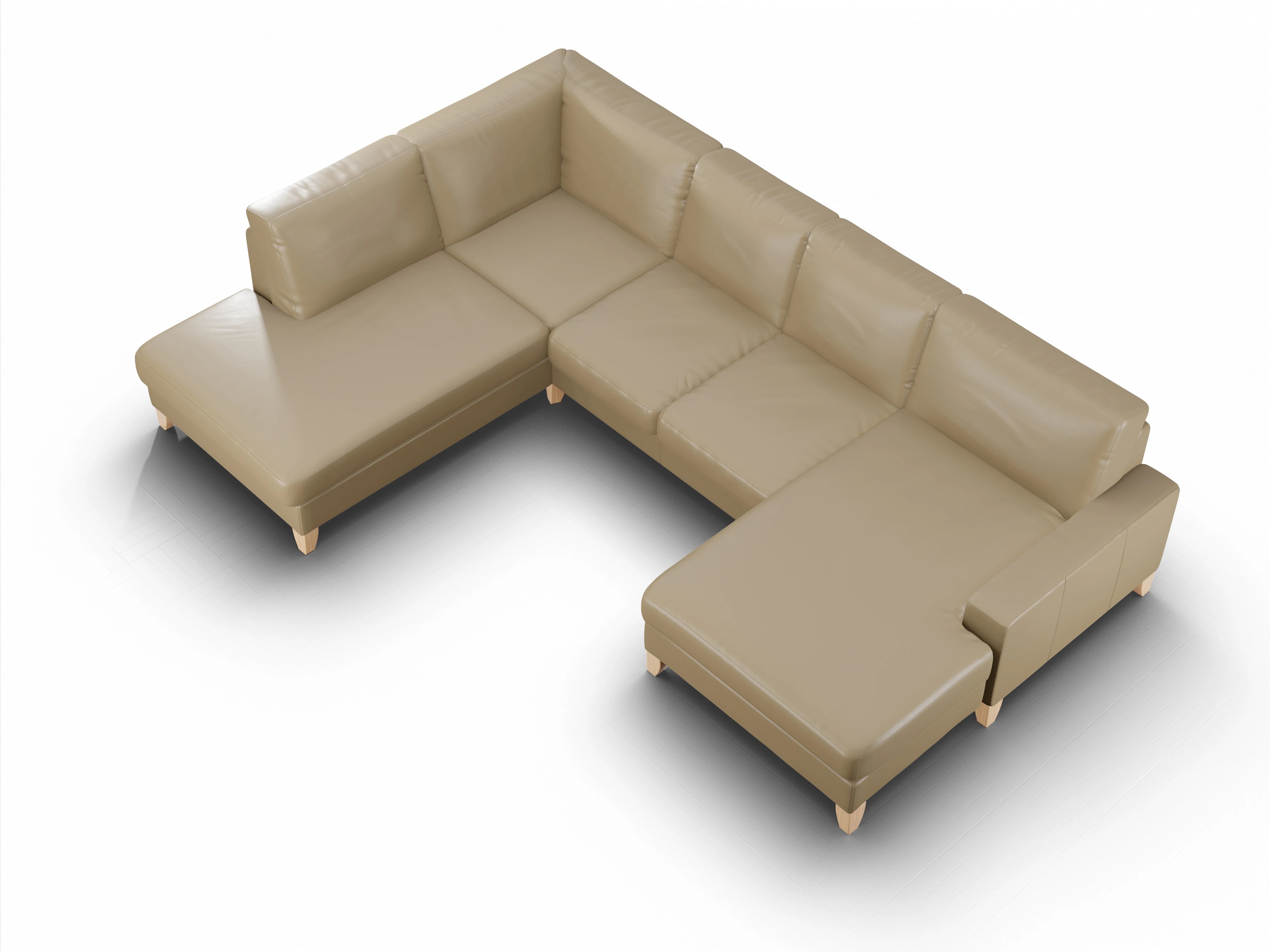 Ansicht des Produktes Casco 2.0 Wohnlandschaft offen beidseitig in Leder Beige