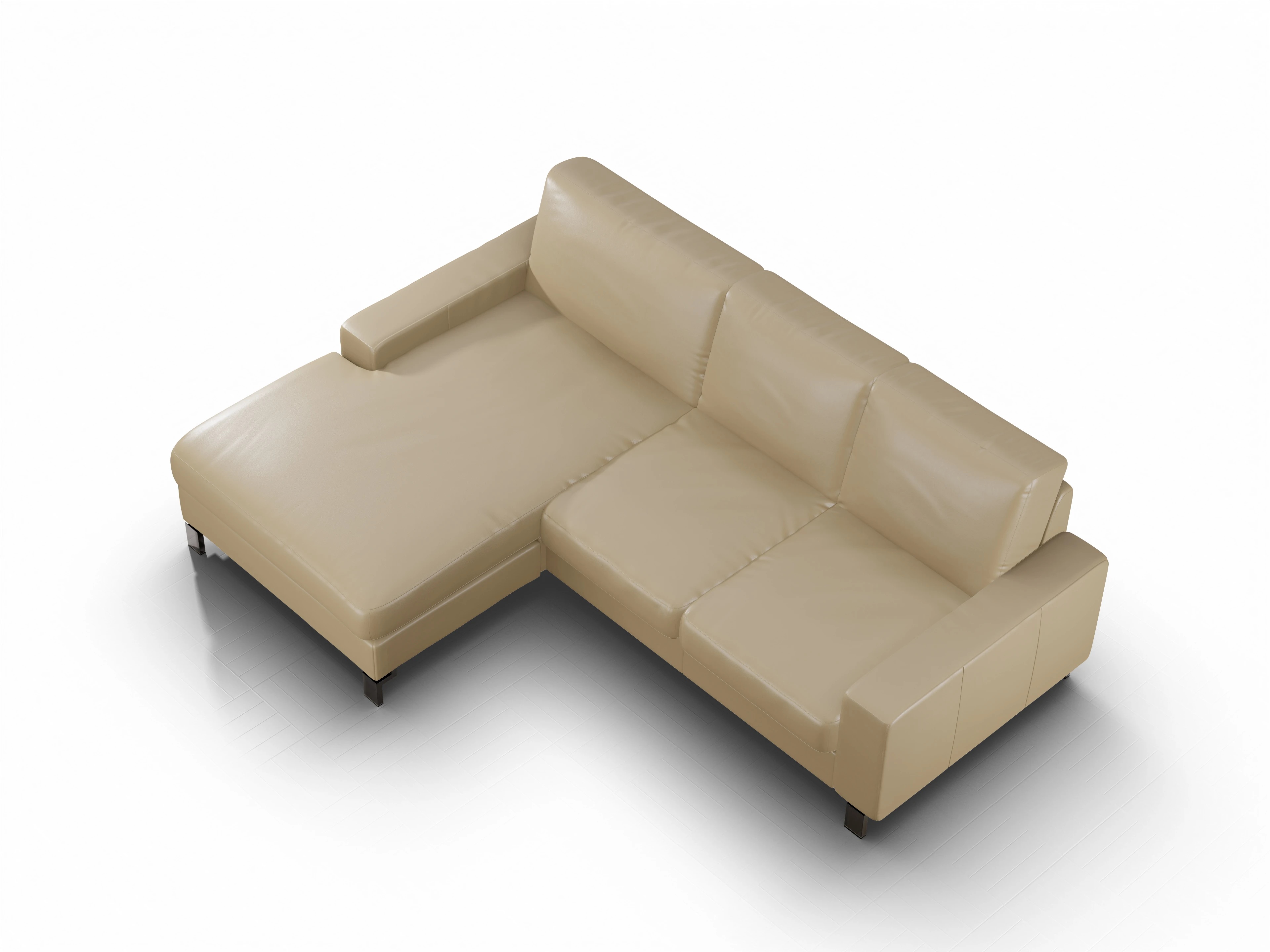 Ansicht des Produktes Casco 2.0 Ecksofa links Abschluss offen in Leder Beige