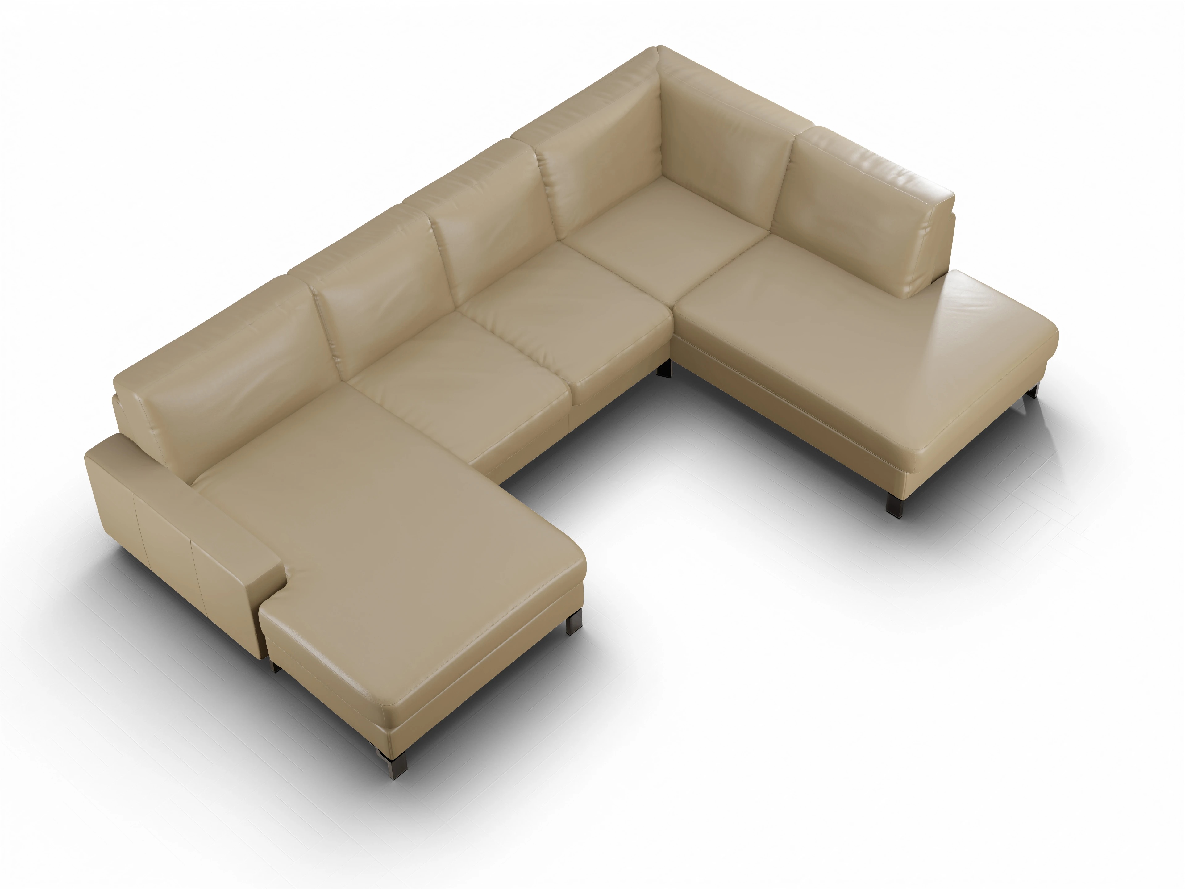 Ansicht des Produktes Casco 2.0 Wohnlandschaft offen beidseitig in Leder Beige