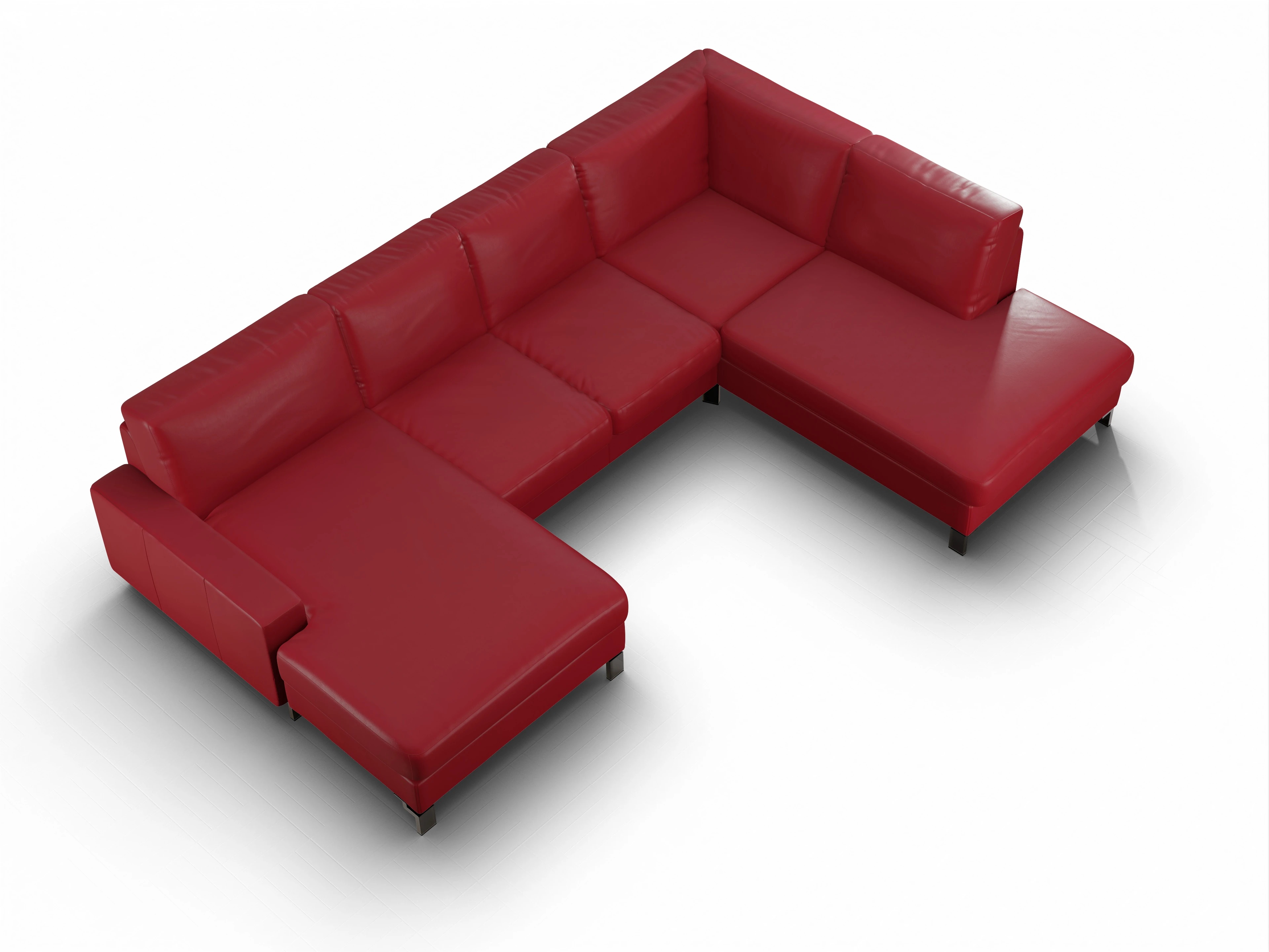 Ansicht des Produktes Casco 2.0 Wohnlandschaft offen beidseitig in Leder Rot