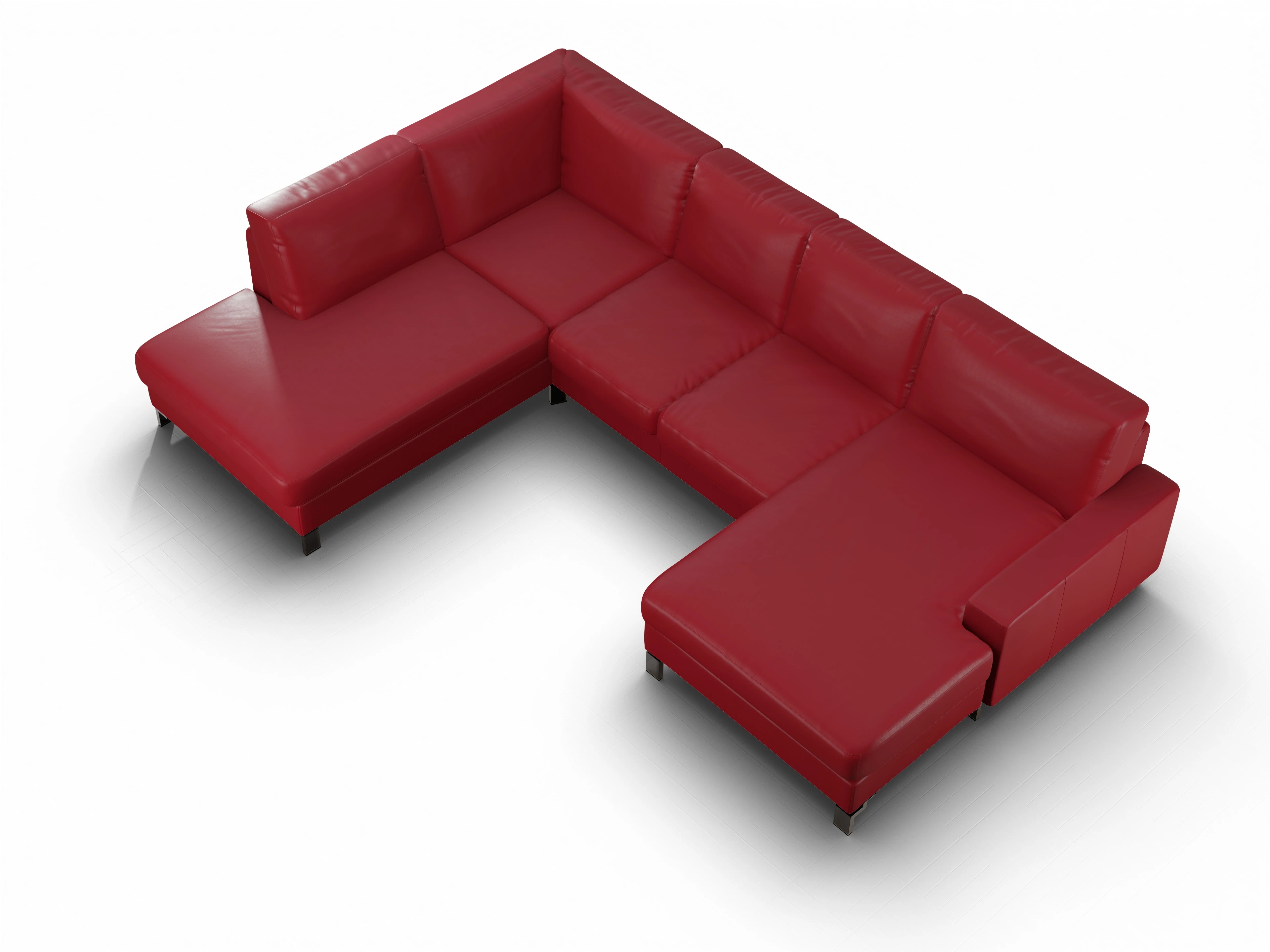 Ansicht des Produktes Casco 2.0 Wohnlandschaft offen beidseitig in Leder Rot