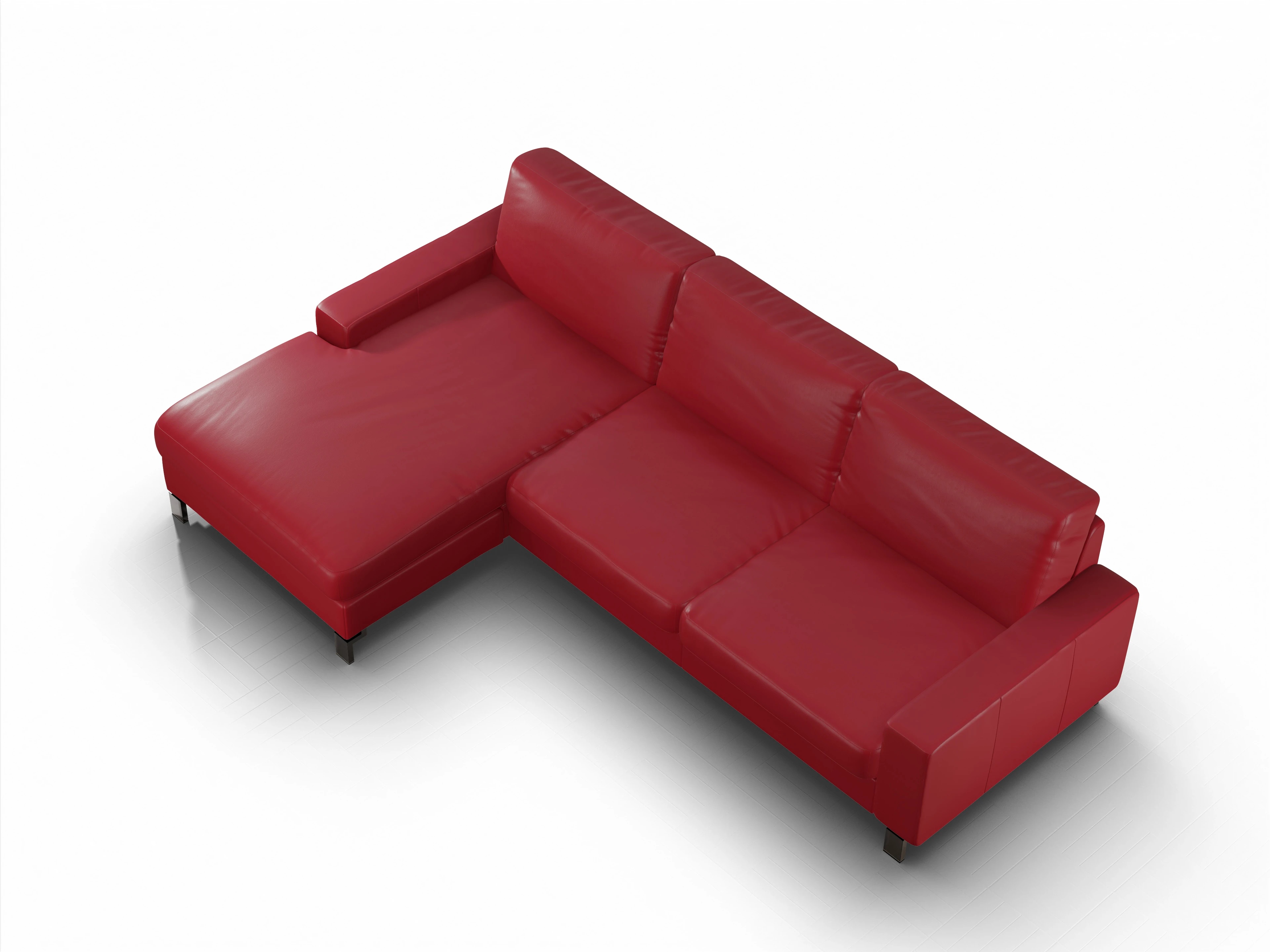 Ansicht des Produktes Casco 2.0 Ecksofa links Abschluss offen in Leder Rot