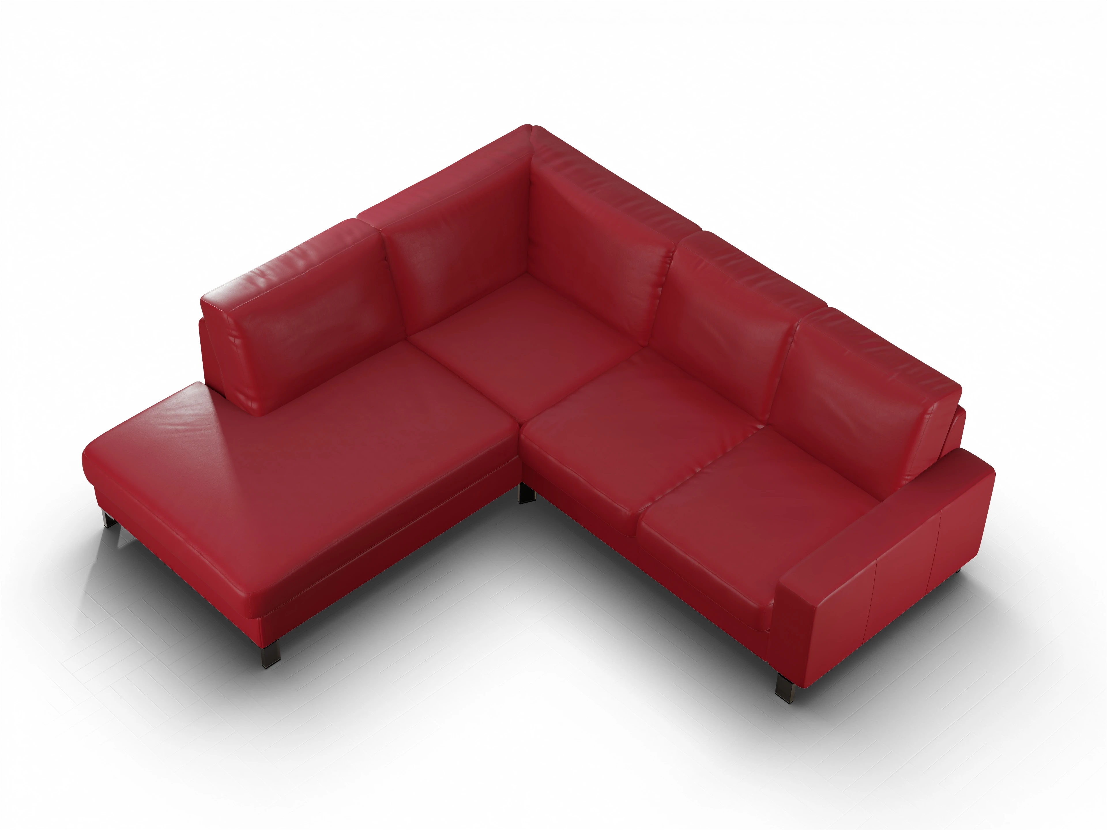 Ansicht des Produktes Casco 2.0 Ecksofa links Abschluss offen in Leder Rot