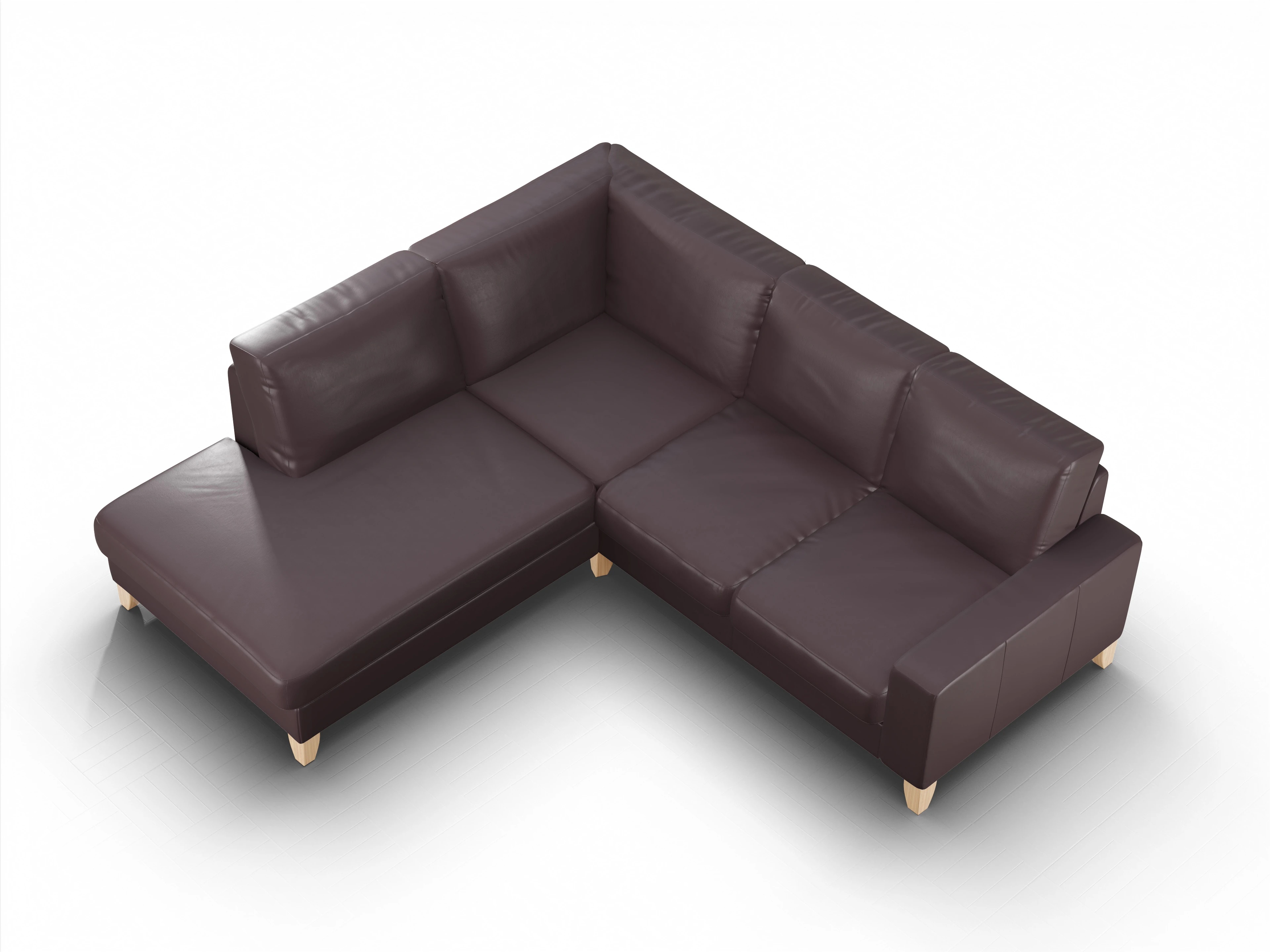 Ansicht des Produktes Casco 2.0 Ecksofa links Abschluss offen in Leder Braun