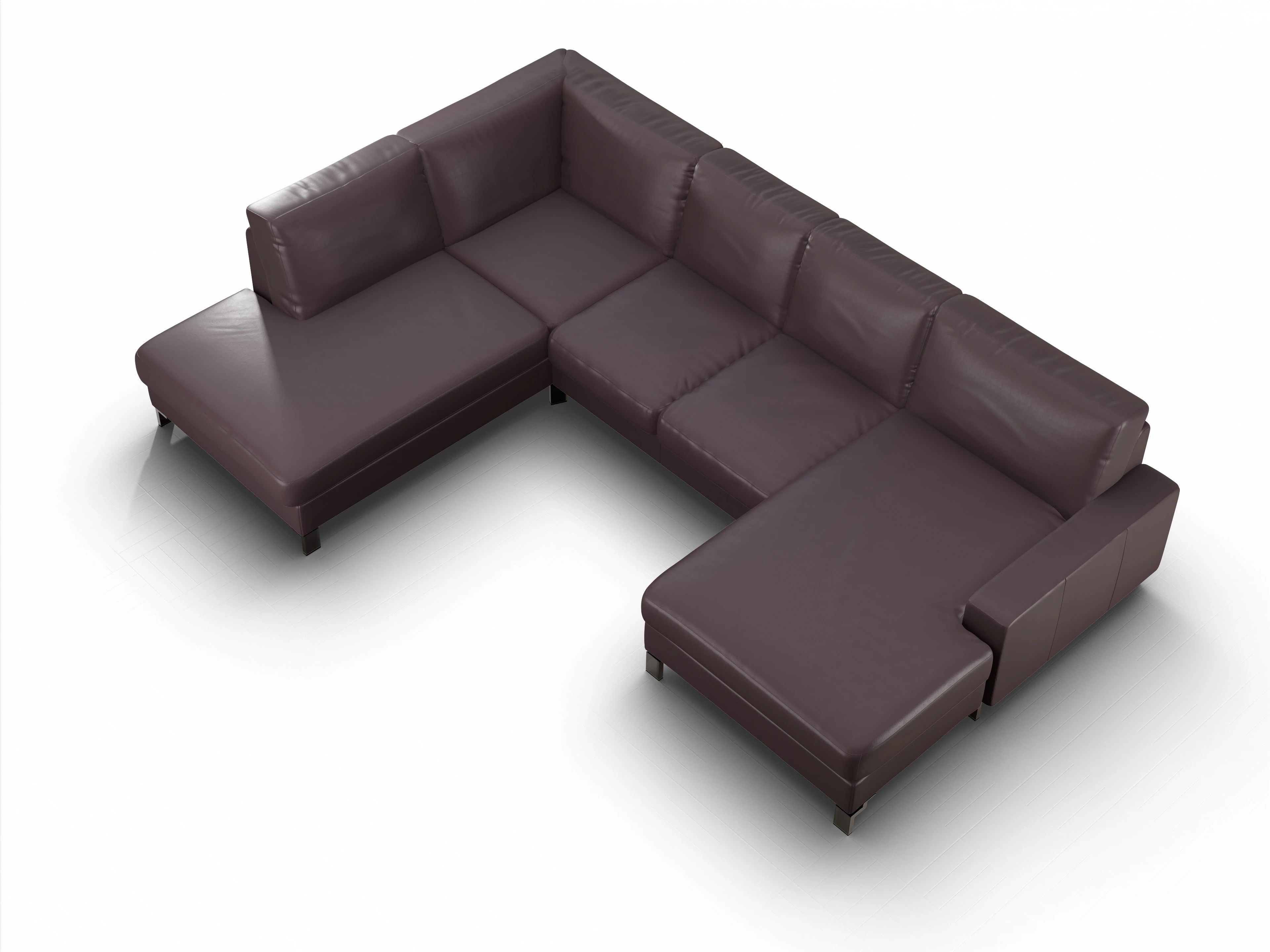 Ansicht des Produktes Casco 2.0 Wohnlandschaft offen beidseitig in Leder Braun