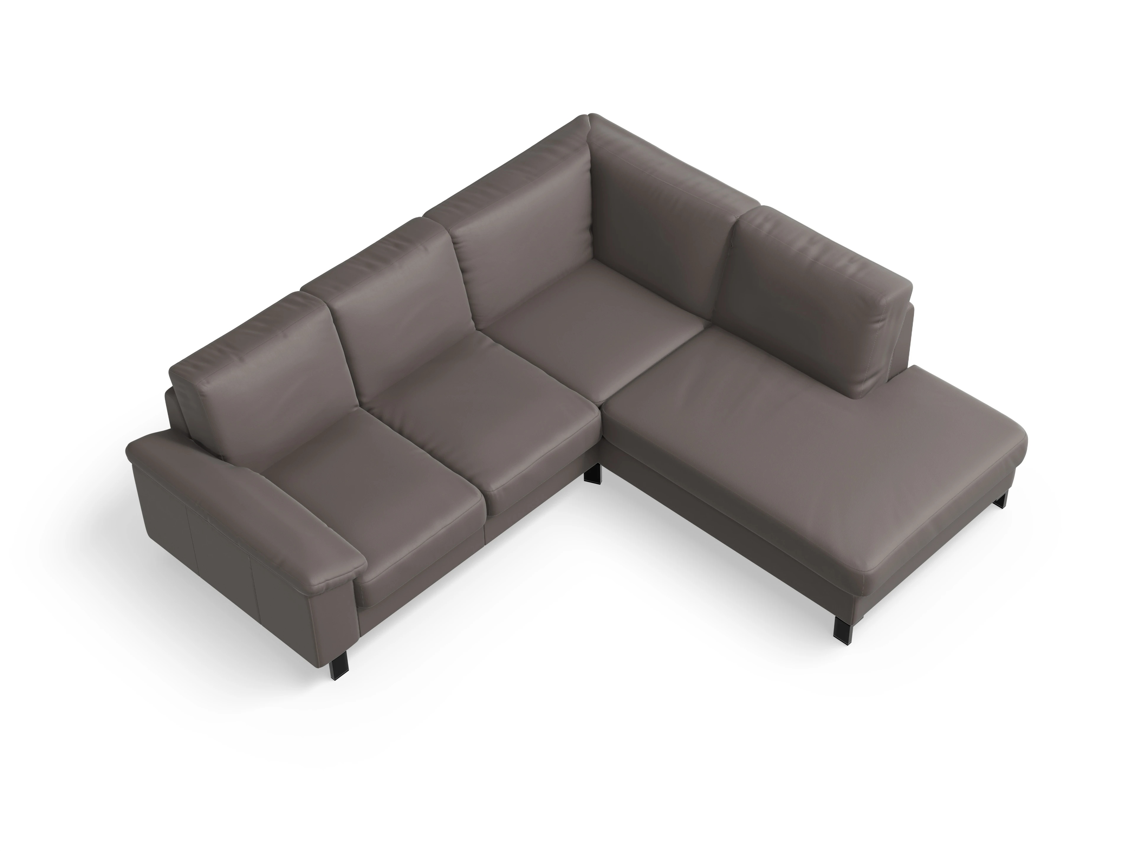 Casco Ecksofa UM Small R Ansicht des Produktes Casco 2.0 Ecksofa rechts Abschluss offen in Leder Grau