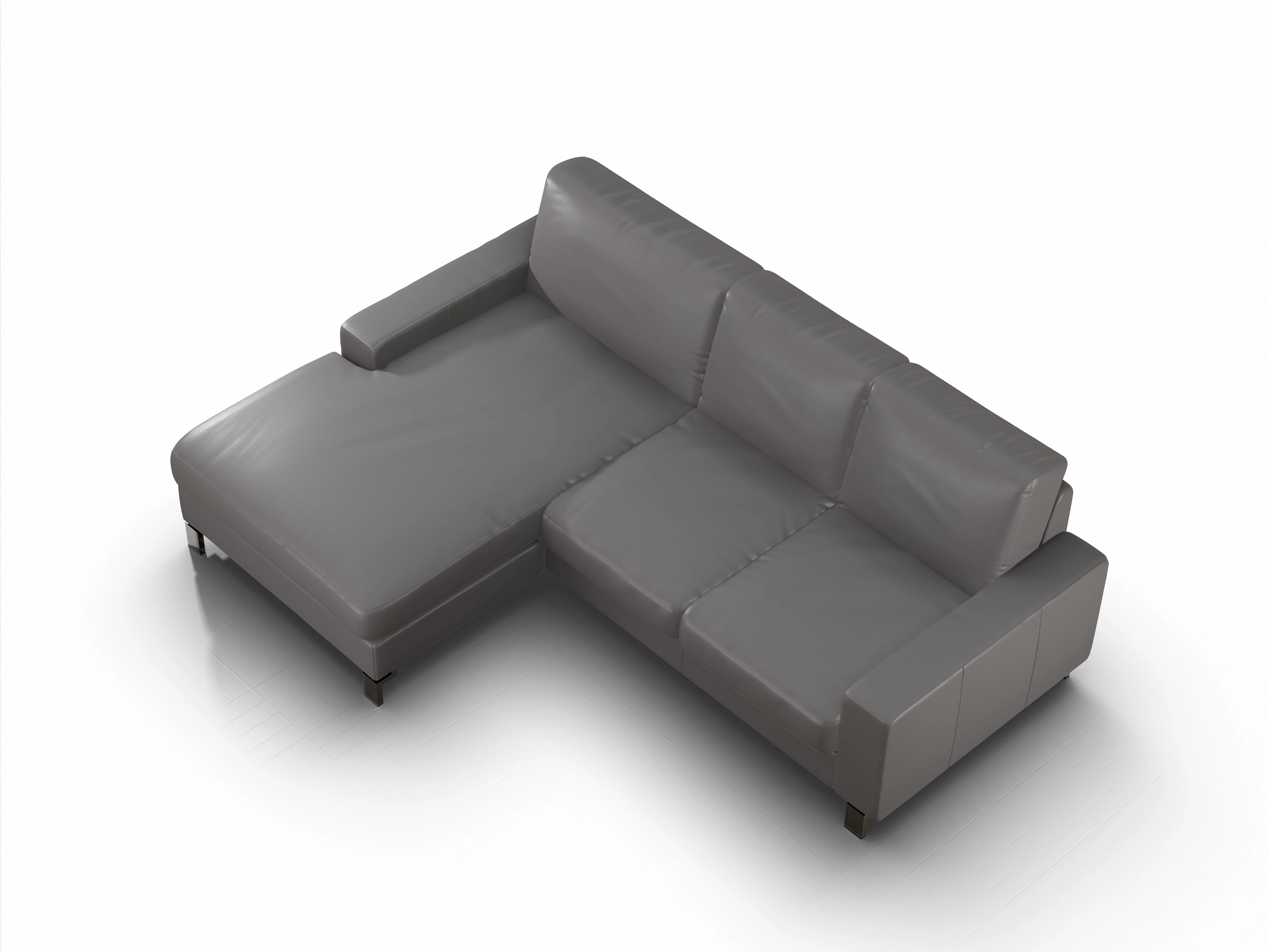 Ansicht des Produktes Casco 2.0 Ecksofa links Abschluss offen in Leder Grau