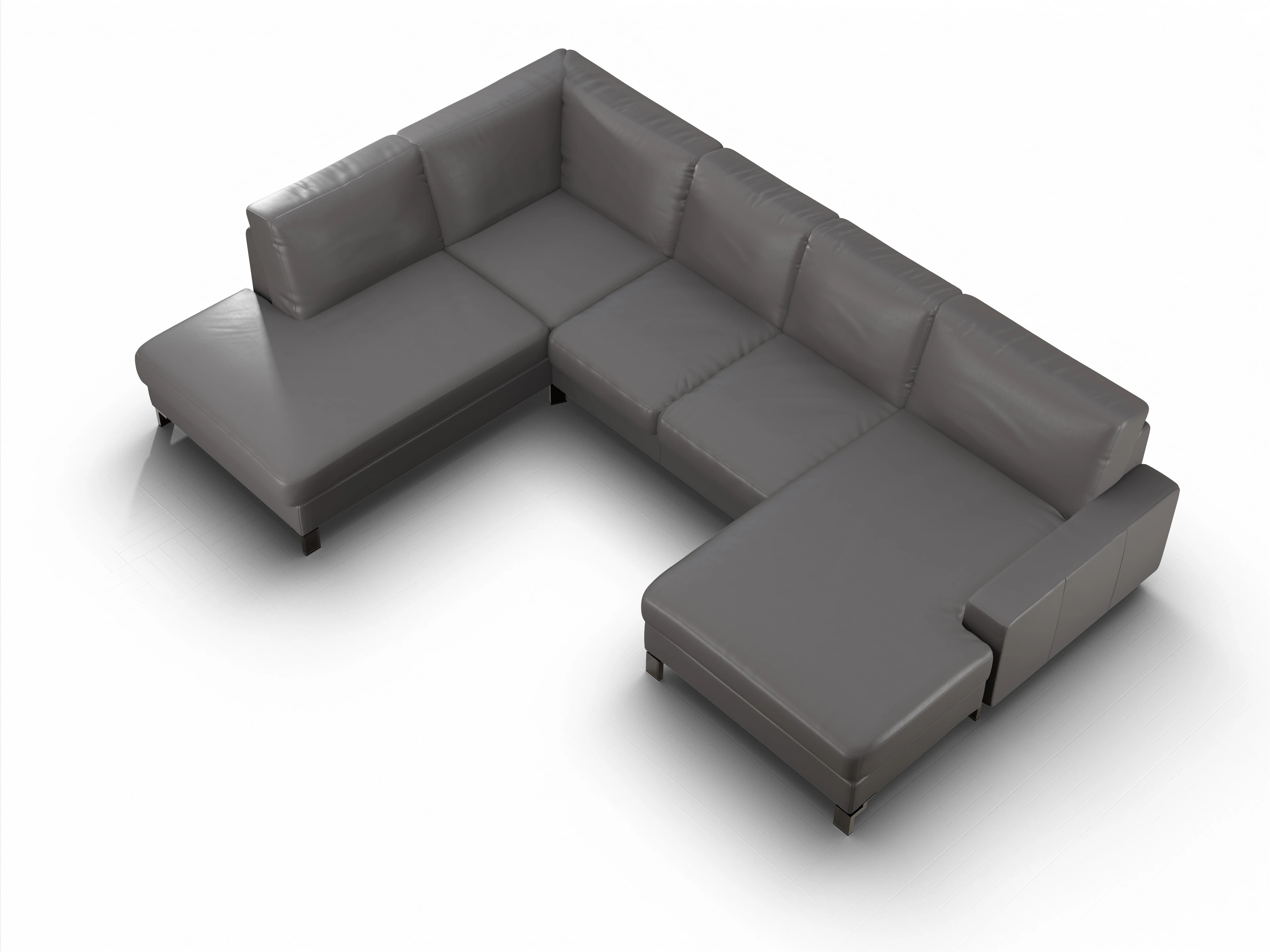 Ansicht des Produktes Casco 2.0 Wohnlandschaft offen beidseitig in Leder Grau