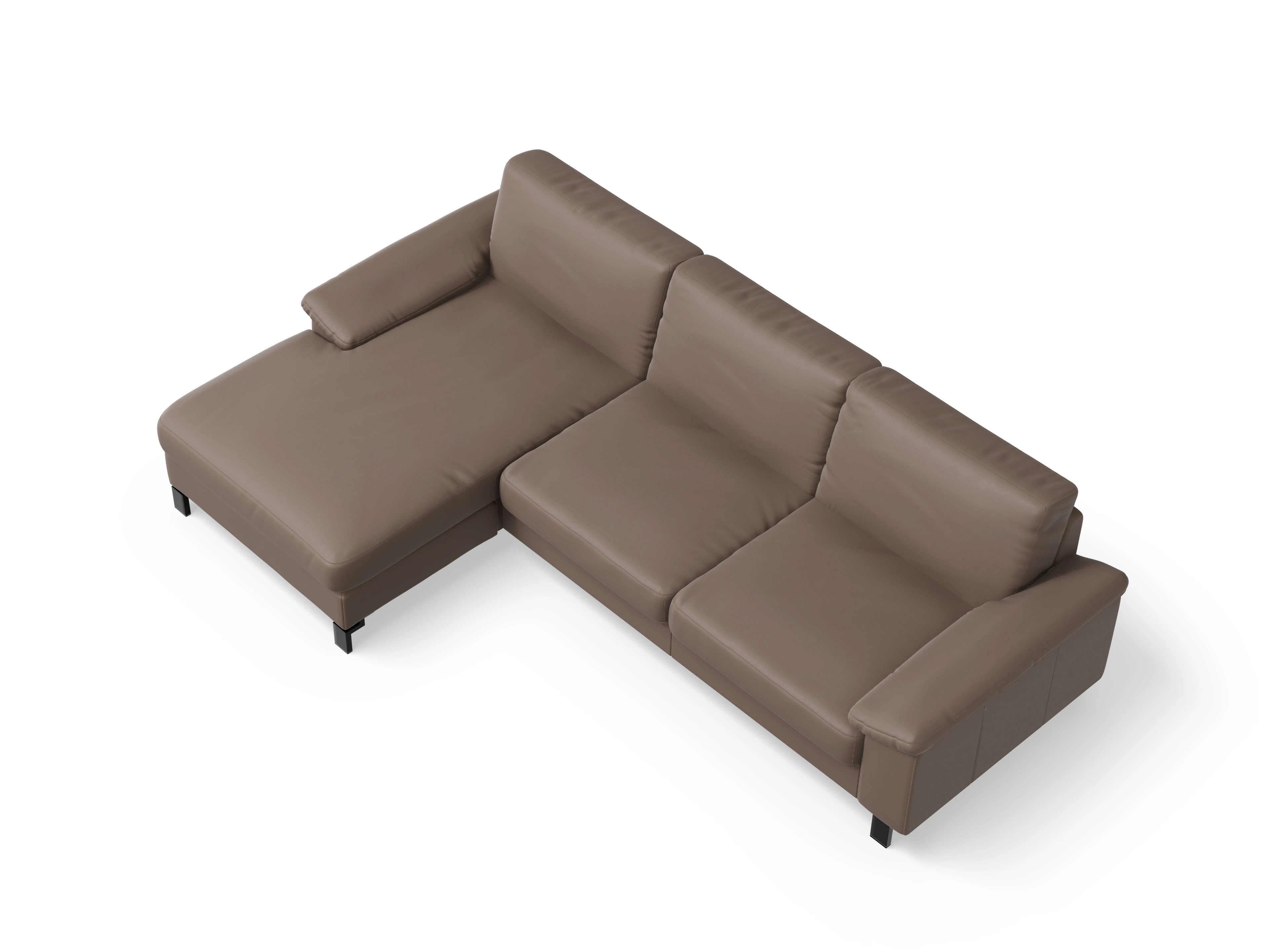 Ansicht des Produktes Casco 2.0 Ecksofa links Abschluss offen in Leder Braun