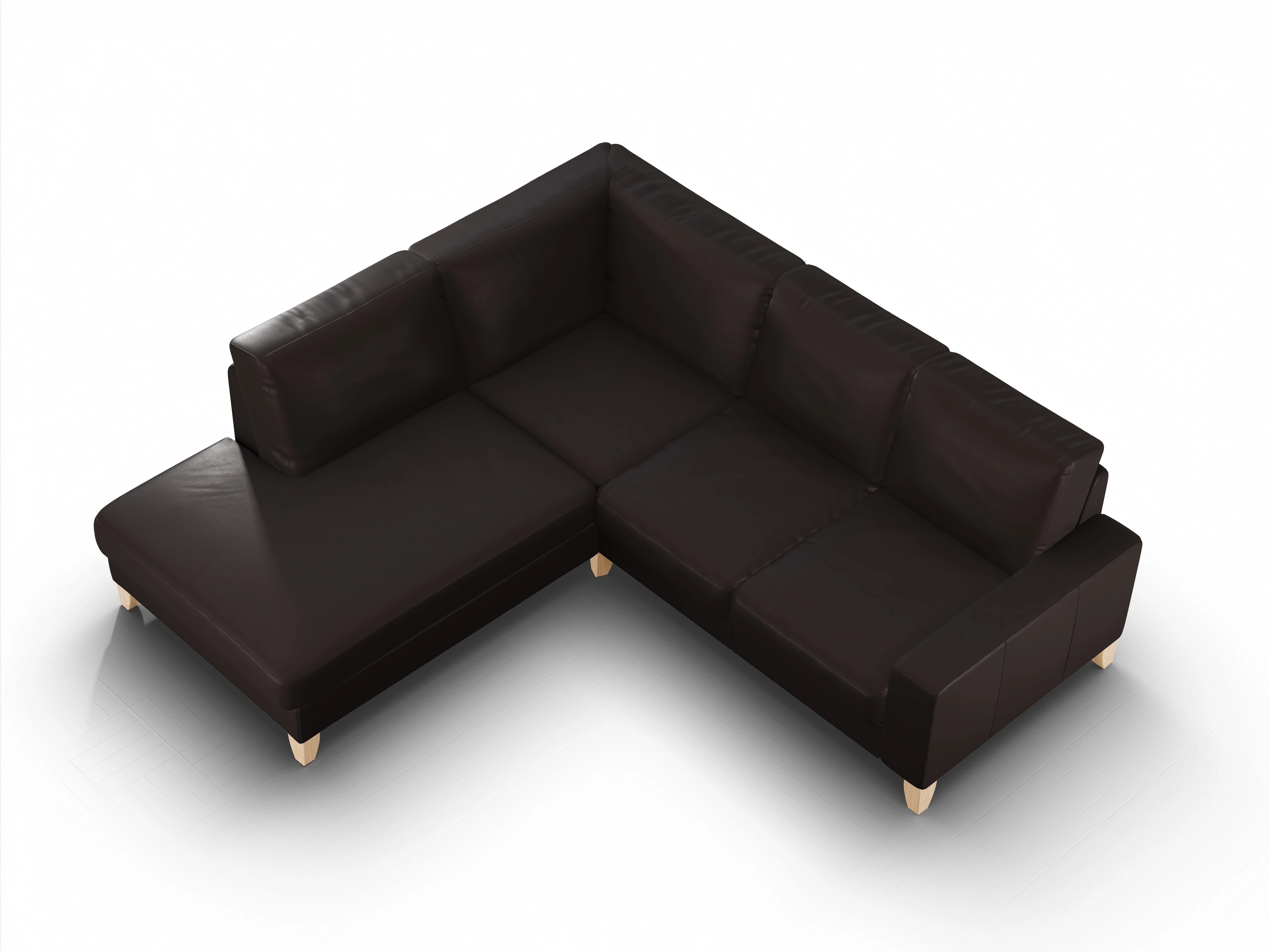 Ansicht des Produktes Casco 2.0 Ecksofa links Abschluss offen in Leder Braun