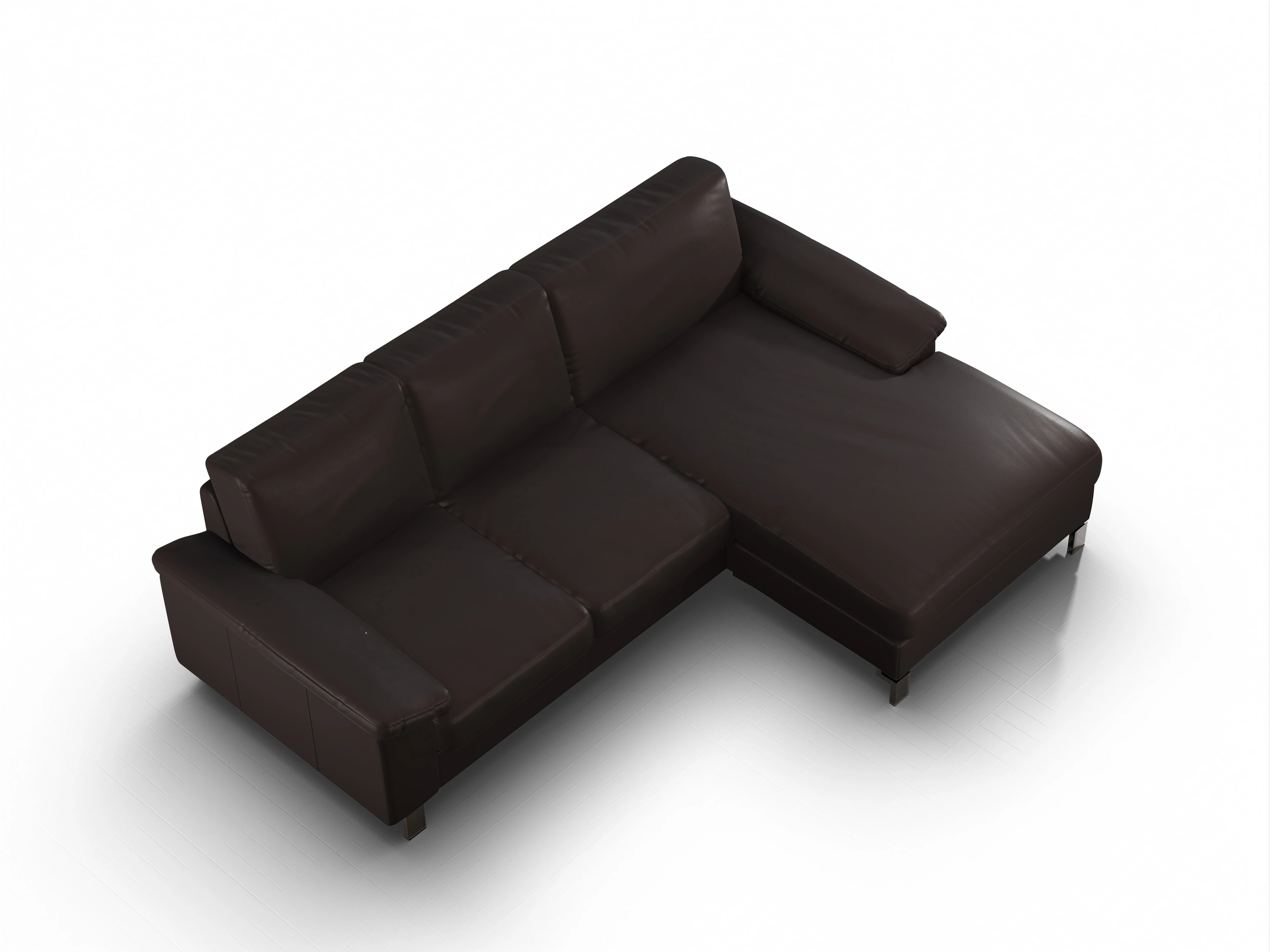 Casco Ecksofa LO Medium R Ansicht des Produktes Casco 2.0 Ecksofa rechts Abschluss offen in Leder Braun