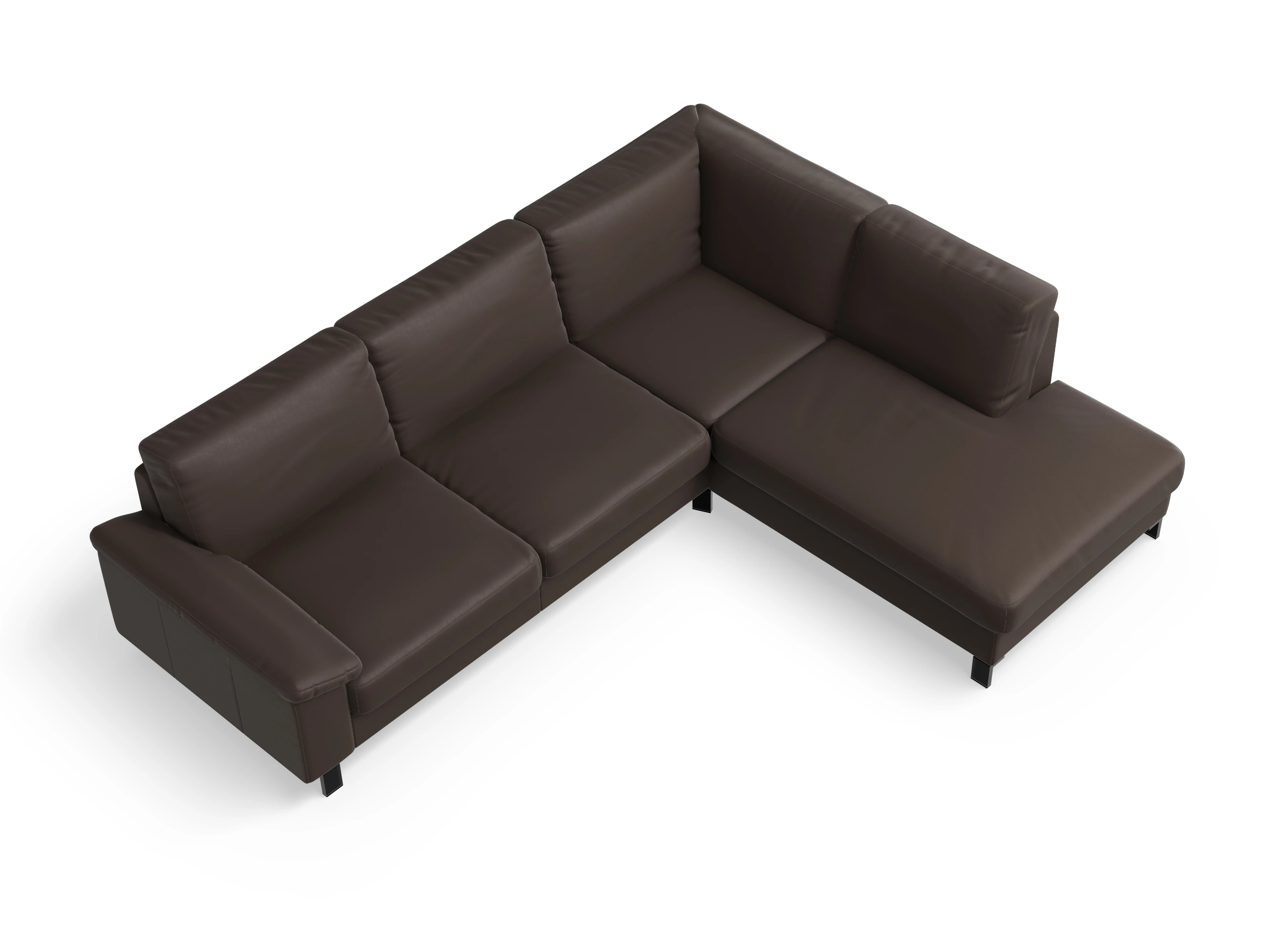 Casco Ecksofa UM Large R Ansicht des Produktes Casco 2.0 Ecksofa rechts Abschluss offen in Leder Braun