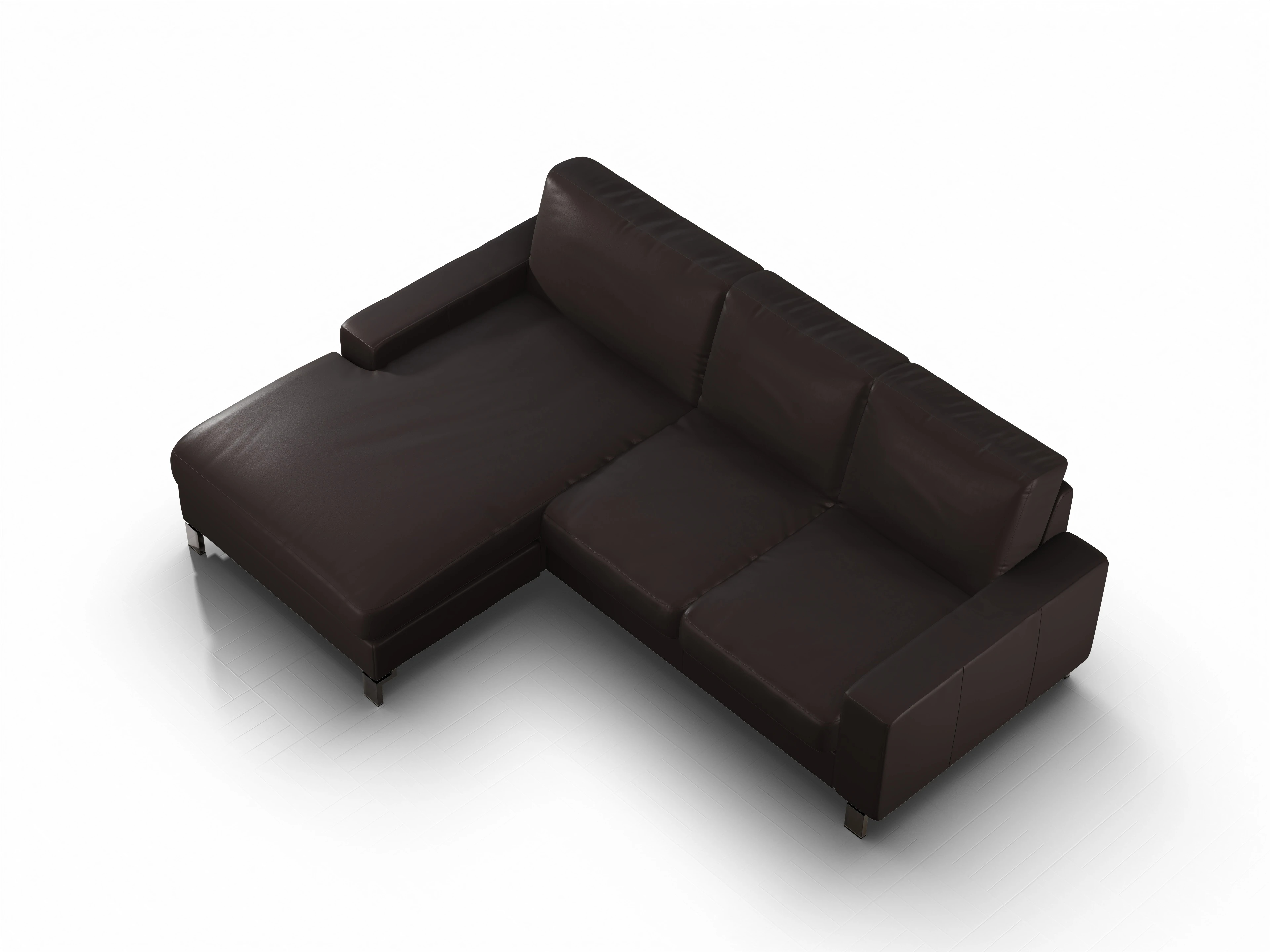 Ansicht des Produktes Casco 2.0 Ecksofa links Abschluss offen in Leder Braun