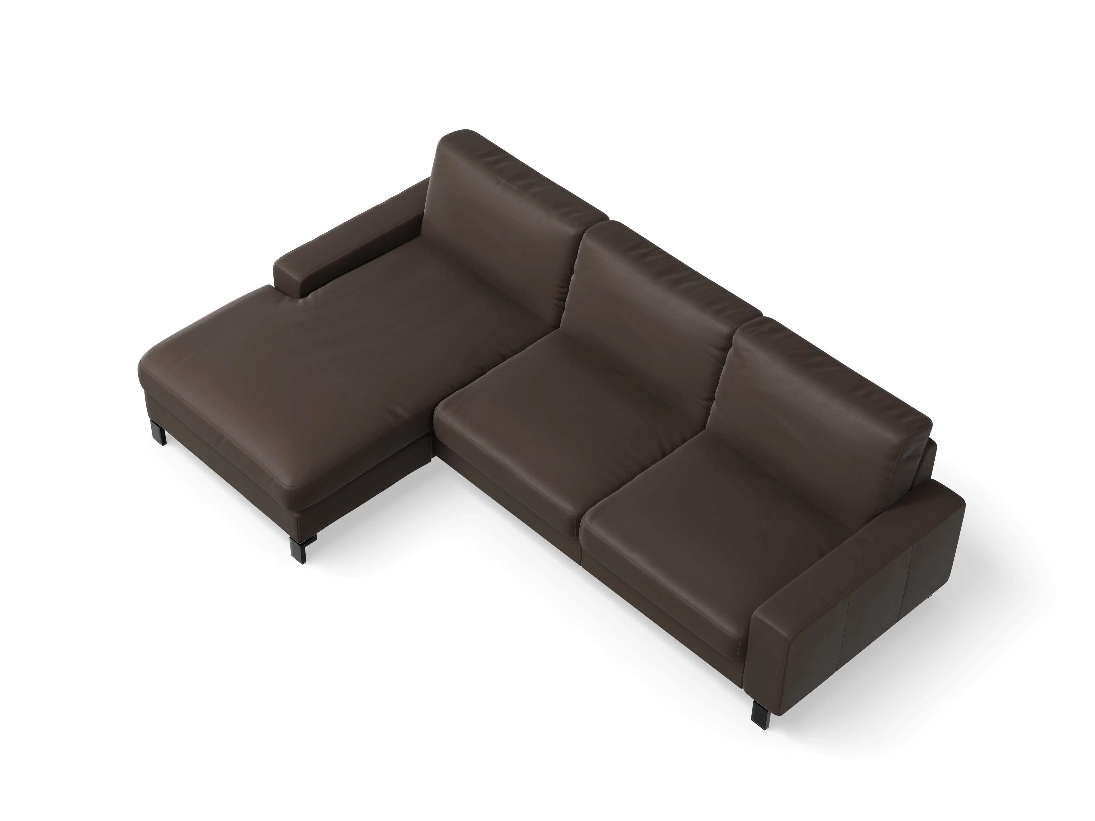 Ansicht des Produktes Casco 2.0 Ecksofa links Abschluss offen in Leder Braun