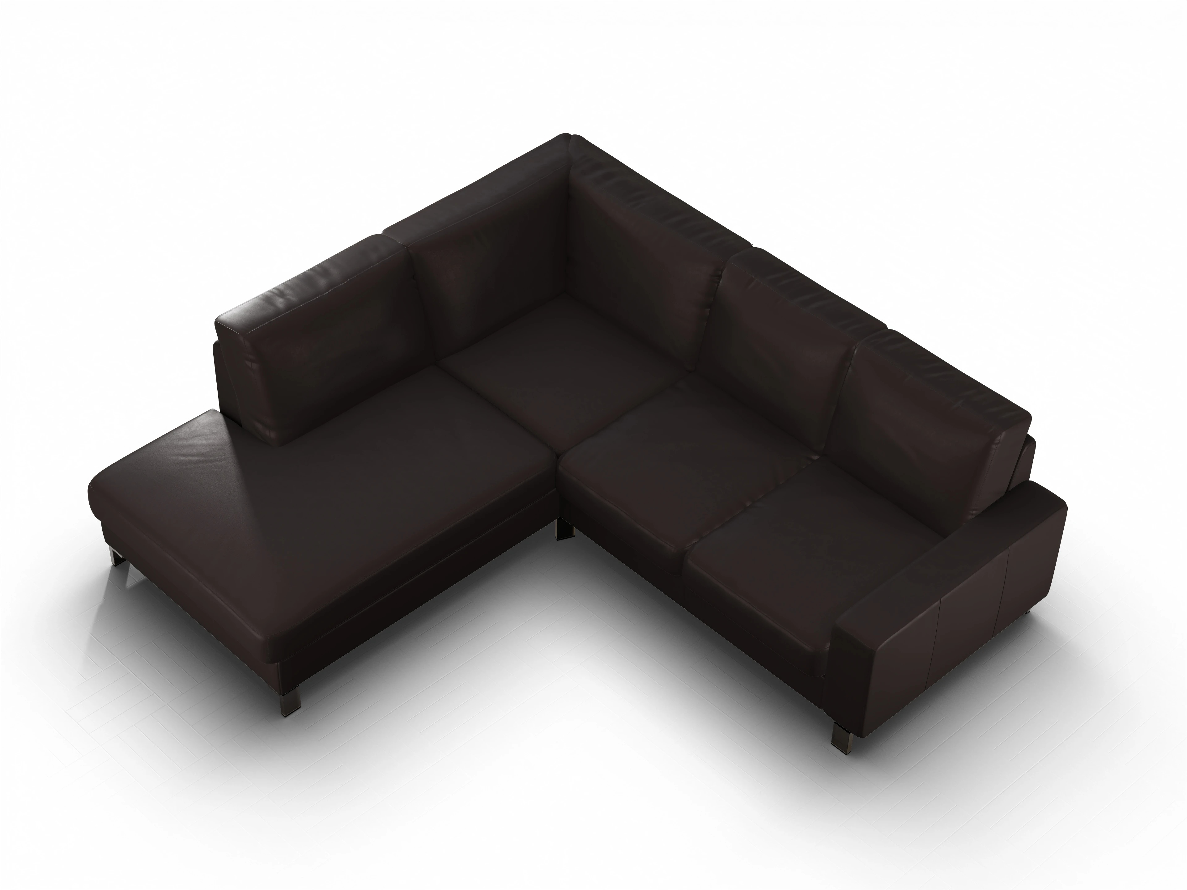 Ansicht des Produktes Casco 2.0 Ecksofa links Abschluss offen in Leder Braun