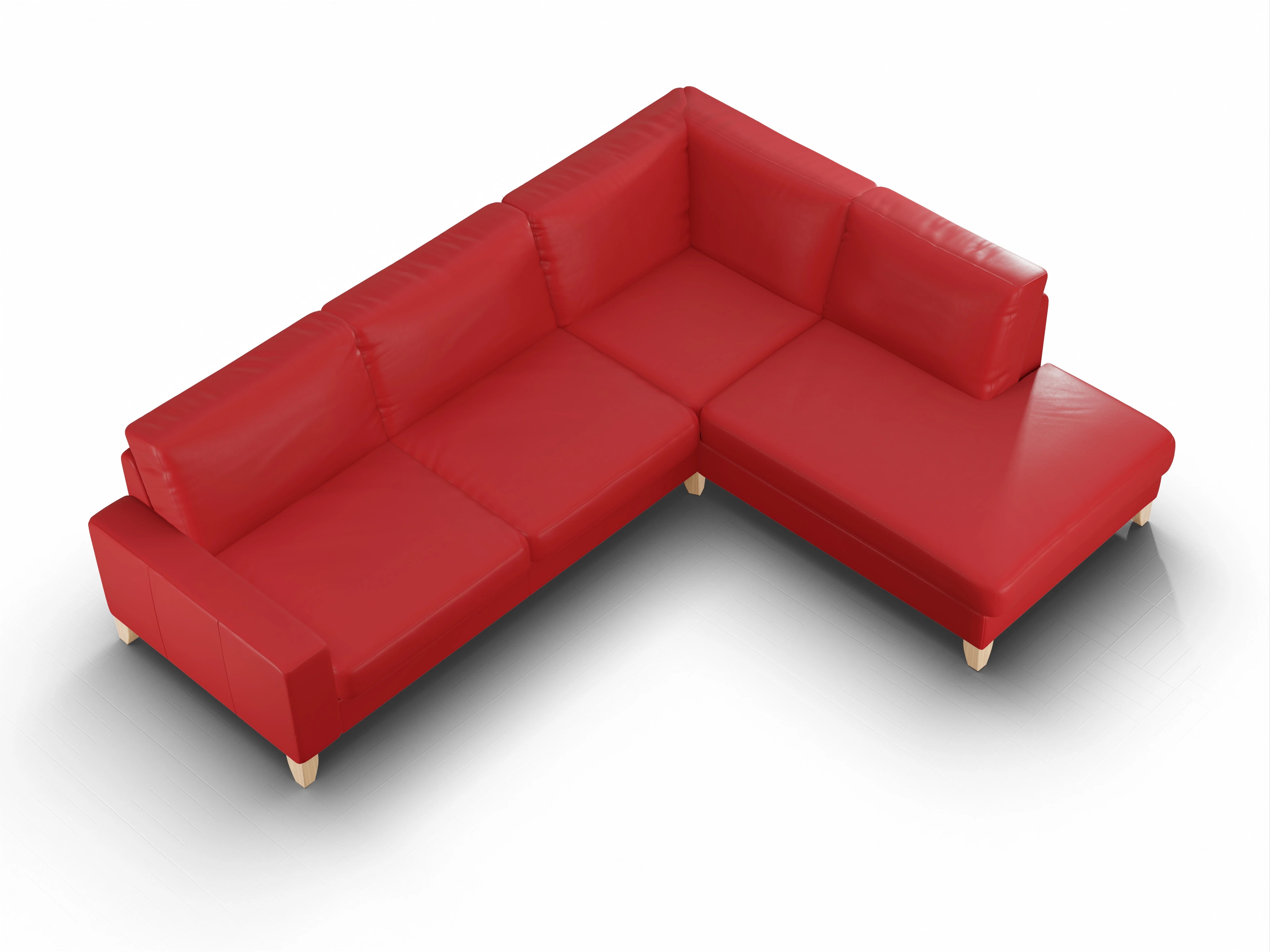 Ansicht des Produktes Casco 2.0 Ecksofa rechts Abschluss offen in Leder Rot