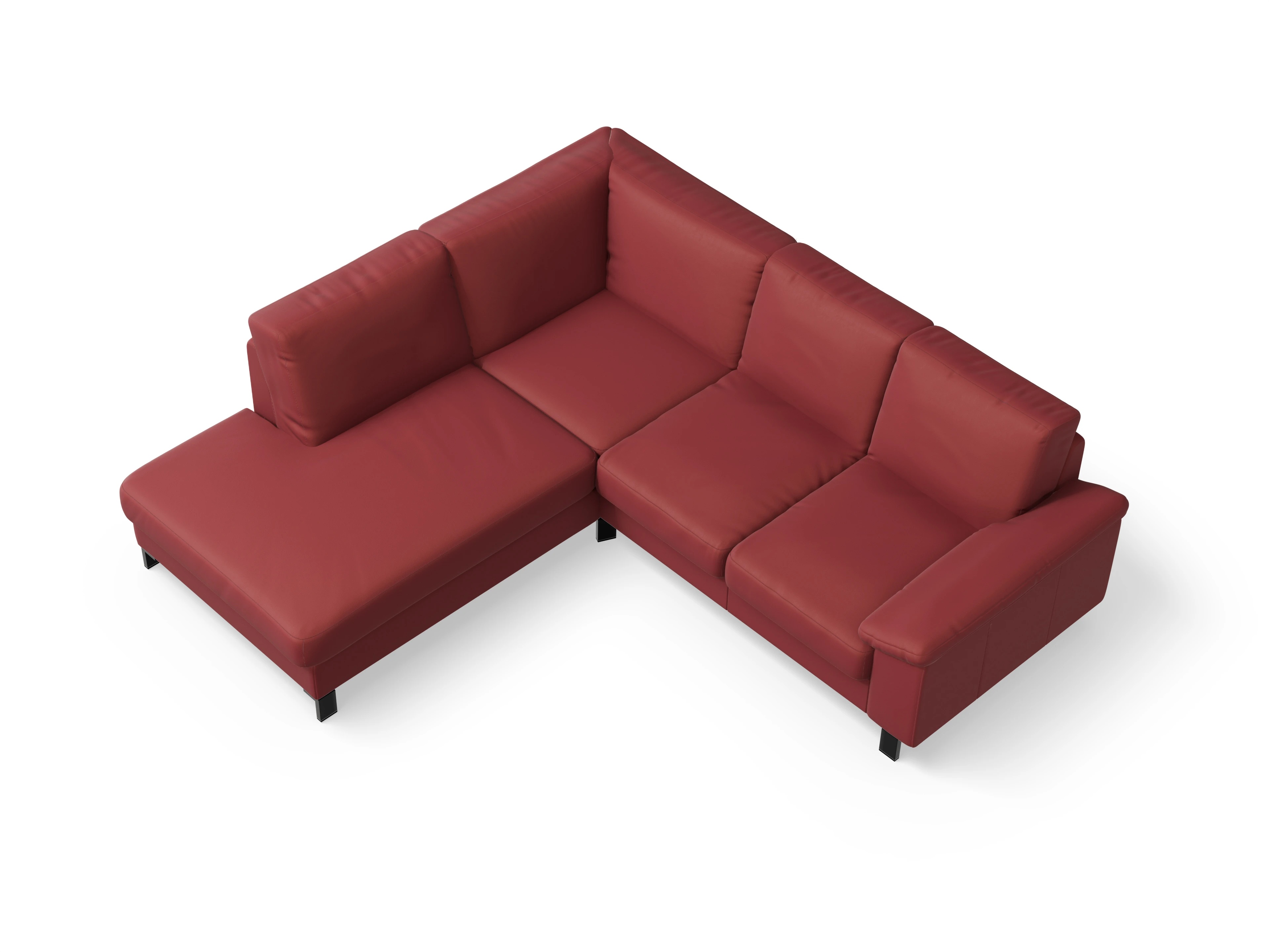 Ansicht des Produktes Casco 2.0 Ecksofa links Abschluss offen in Leder Rot