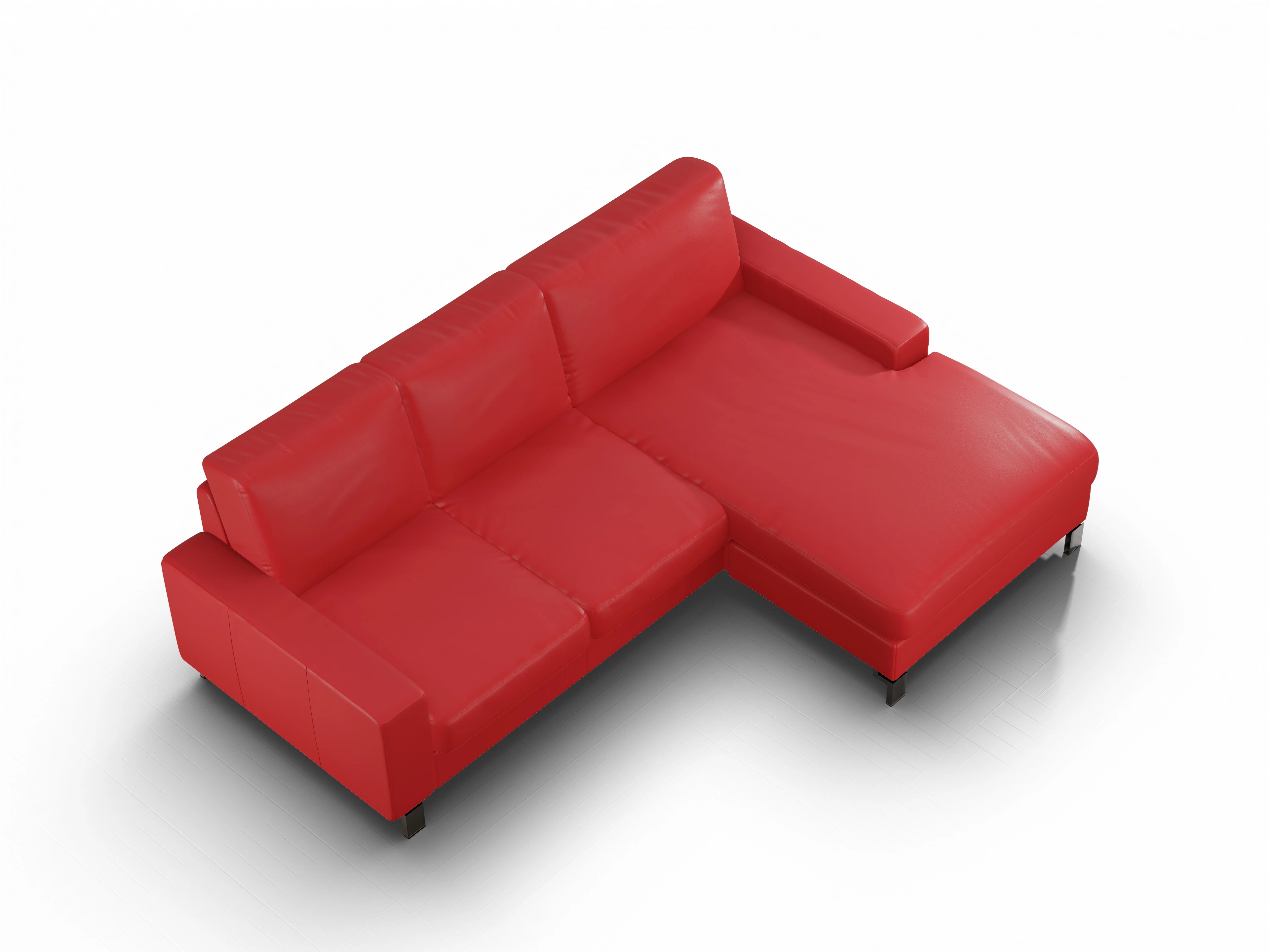 Ansicht des Produktes Casco 2.0 Ecksofa rechts Abschluss offen in Leder Rot