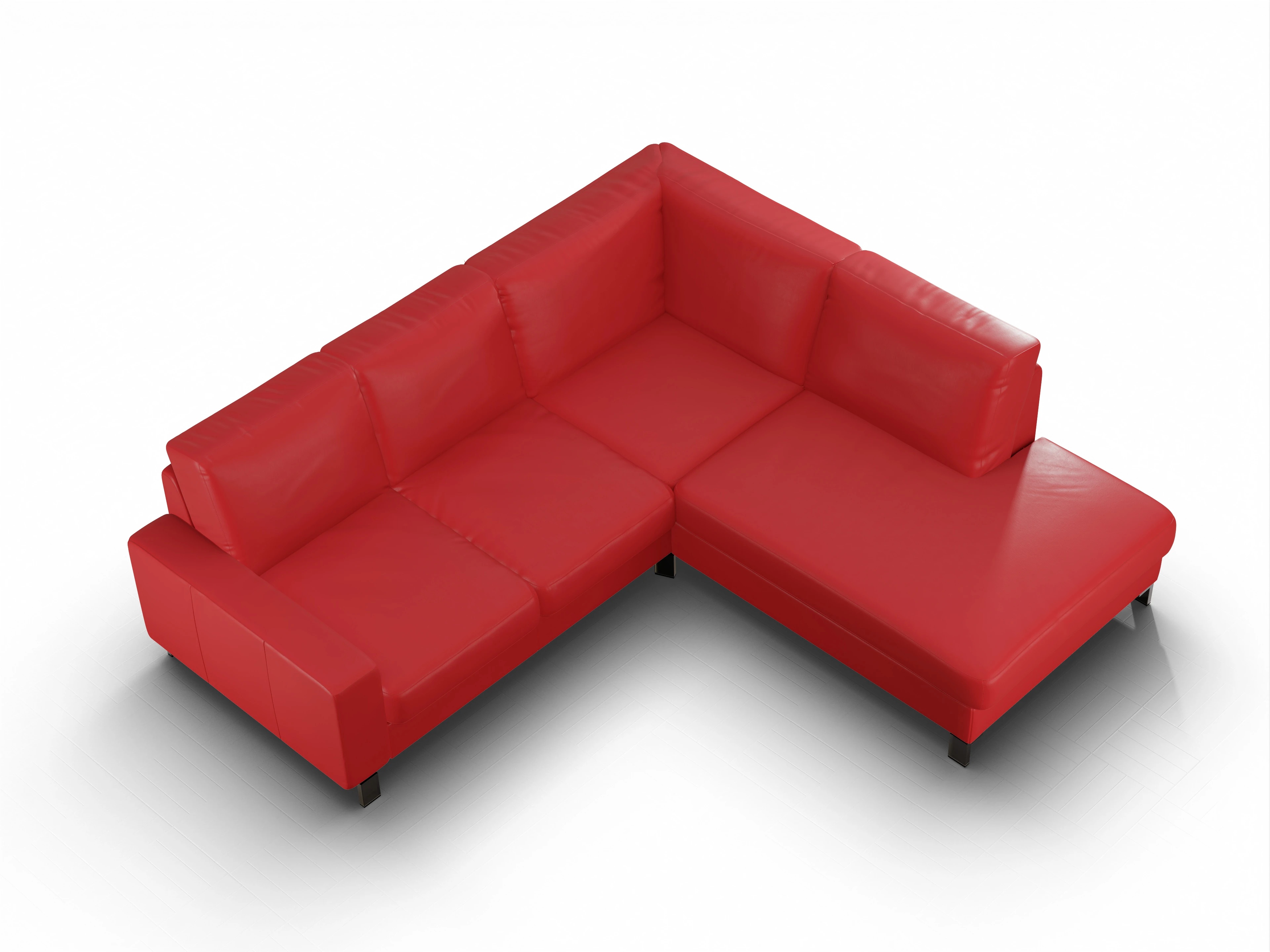 Ansicht des Produktes Casco 2.0 Ecksofa rechts Abschluss offen in Leder Rot