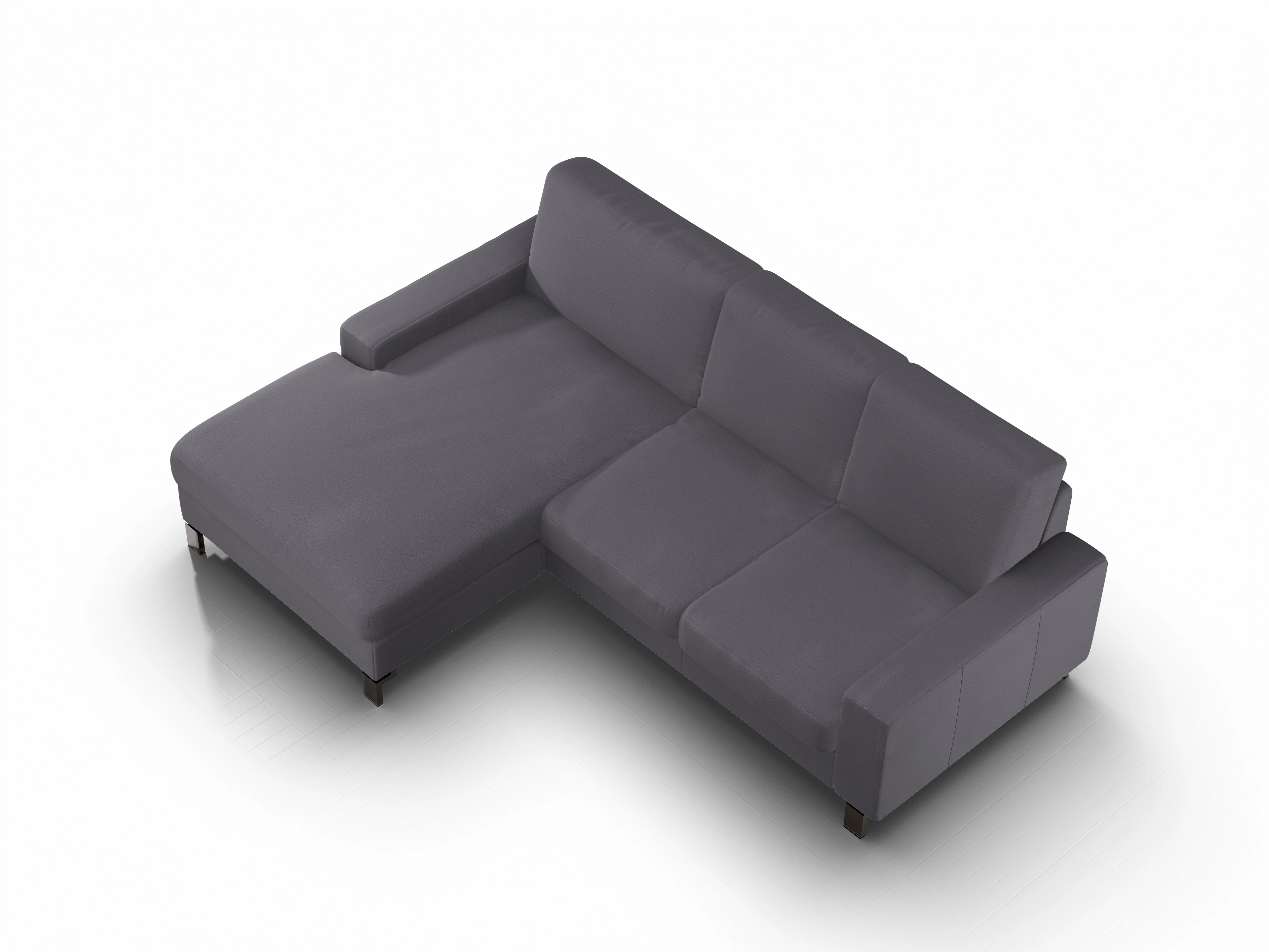 Ansicht des Produktes Casco 2.0 Ecksofa links Abschluss offen in Stoff Grau