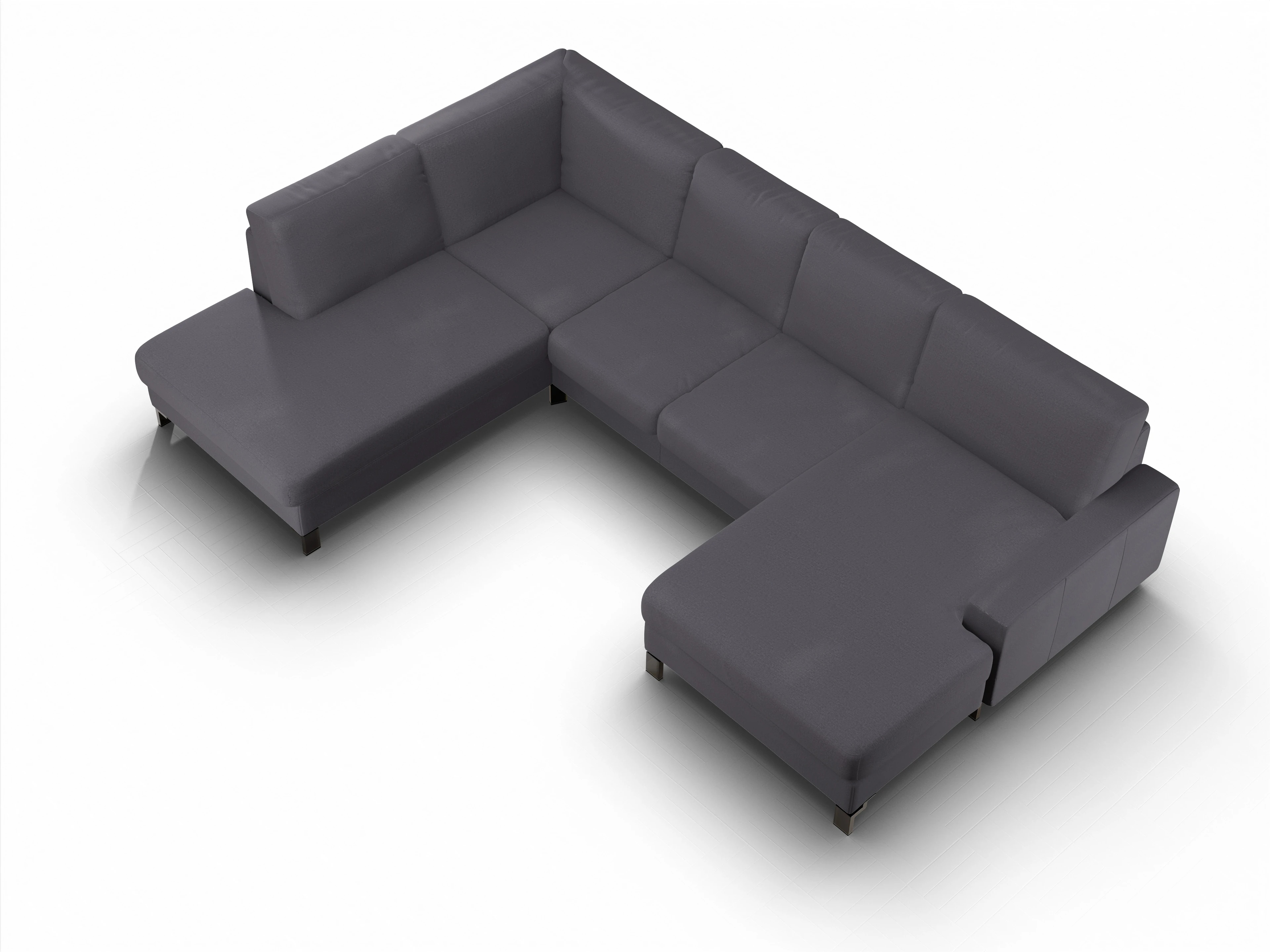 Ansicht des Produktes Casco 2.0 Wohnlandschaft offen beidseitig in Stoff Grau