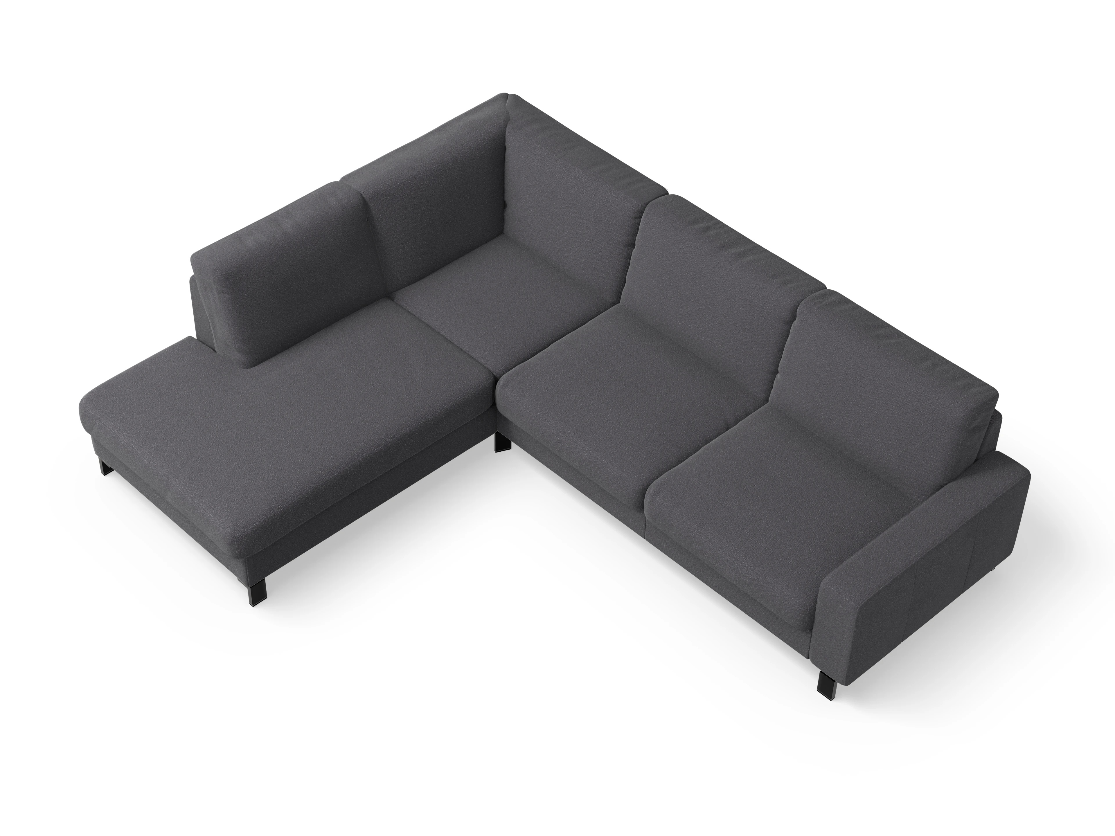 Casco Ecksofa UM Large L Ansicht des Produktes Casco 2.0 Ecksofa links Abschluss offen in Stoff Grau