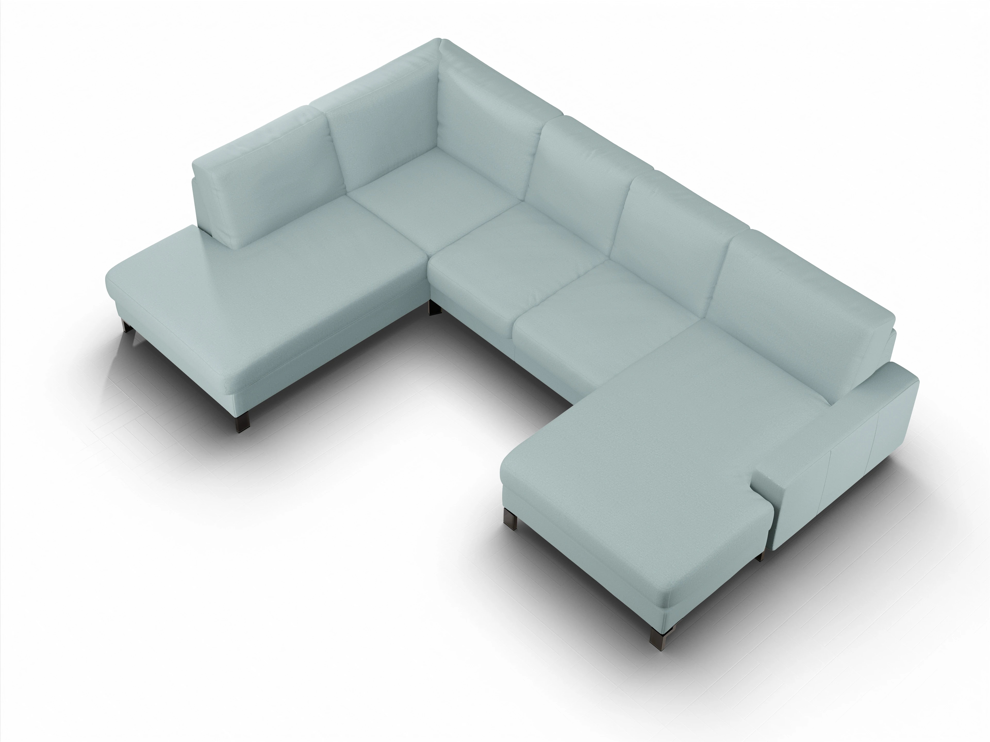 Ansicht des Produktes Casco 2.0 Wohnlandschaft offen beidseitig in Stoff Blau