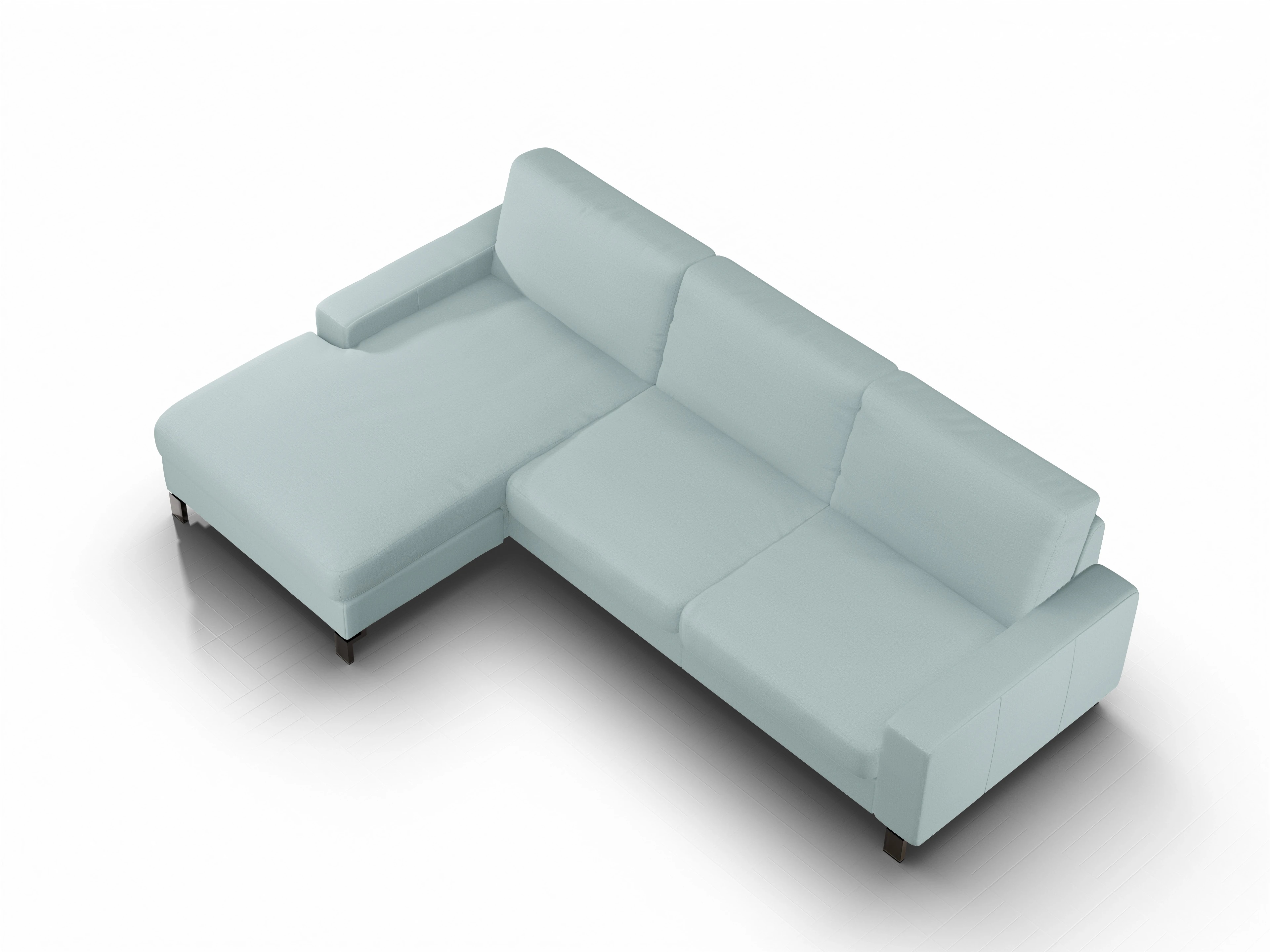 Ansicht des Produktes Casco 2.0 Ecksofa links Abschluss offen in Stoff Blau