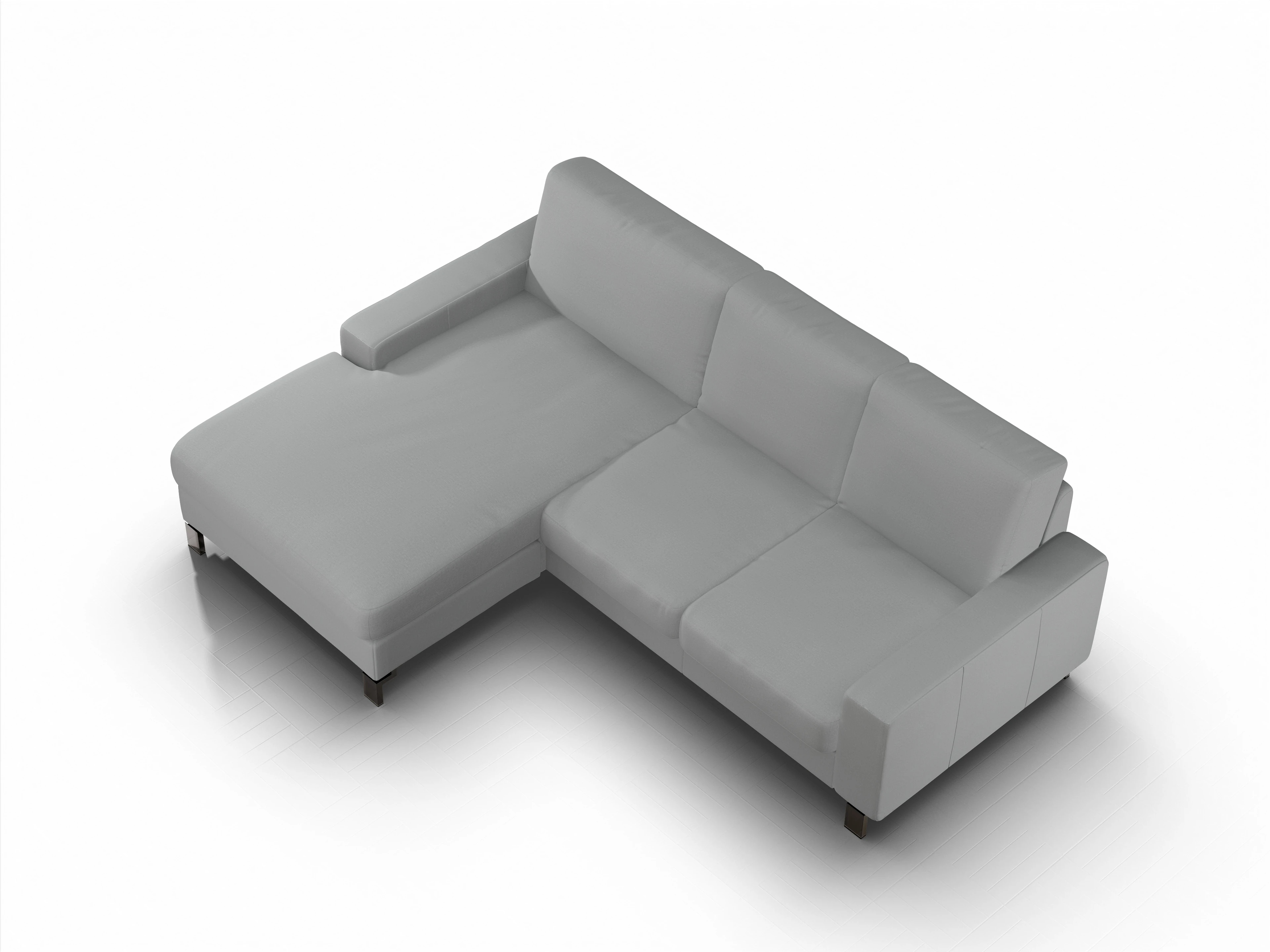 Ansicht des Produktes Casco 2.0 Ecksofa links Abschluss offen in Stoff Grau