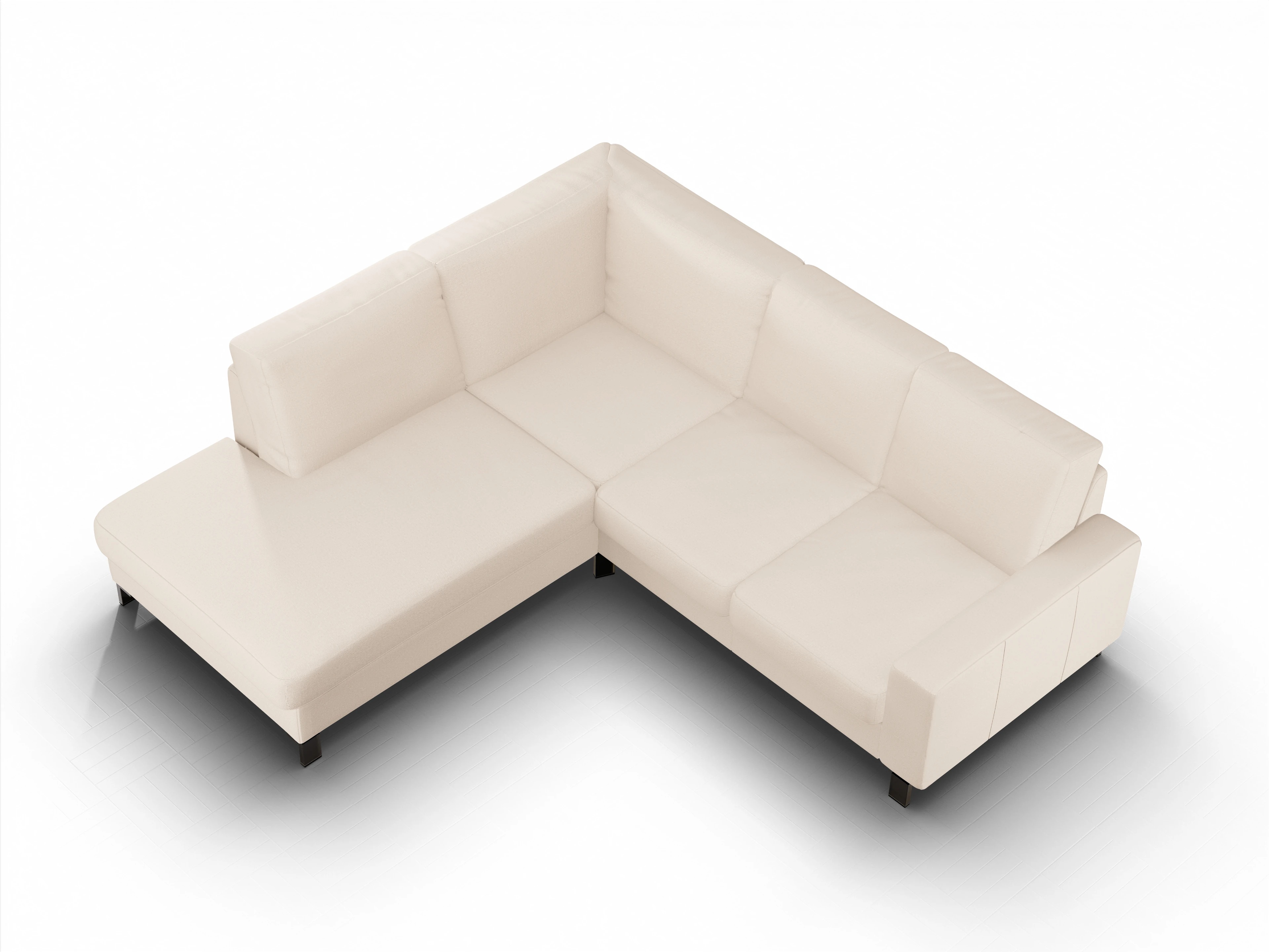 Ansicht des Produktes Casco 2.0 Ecksofa links Abschluss offen in Stoff Beige