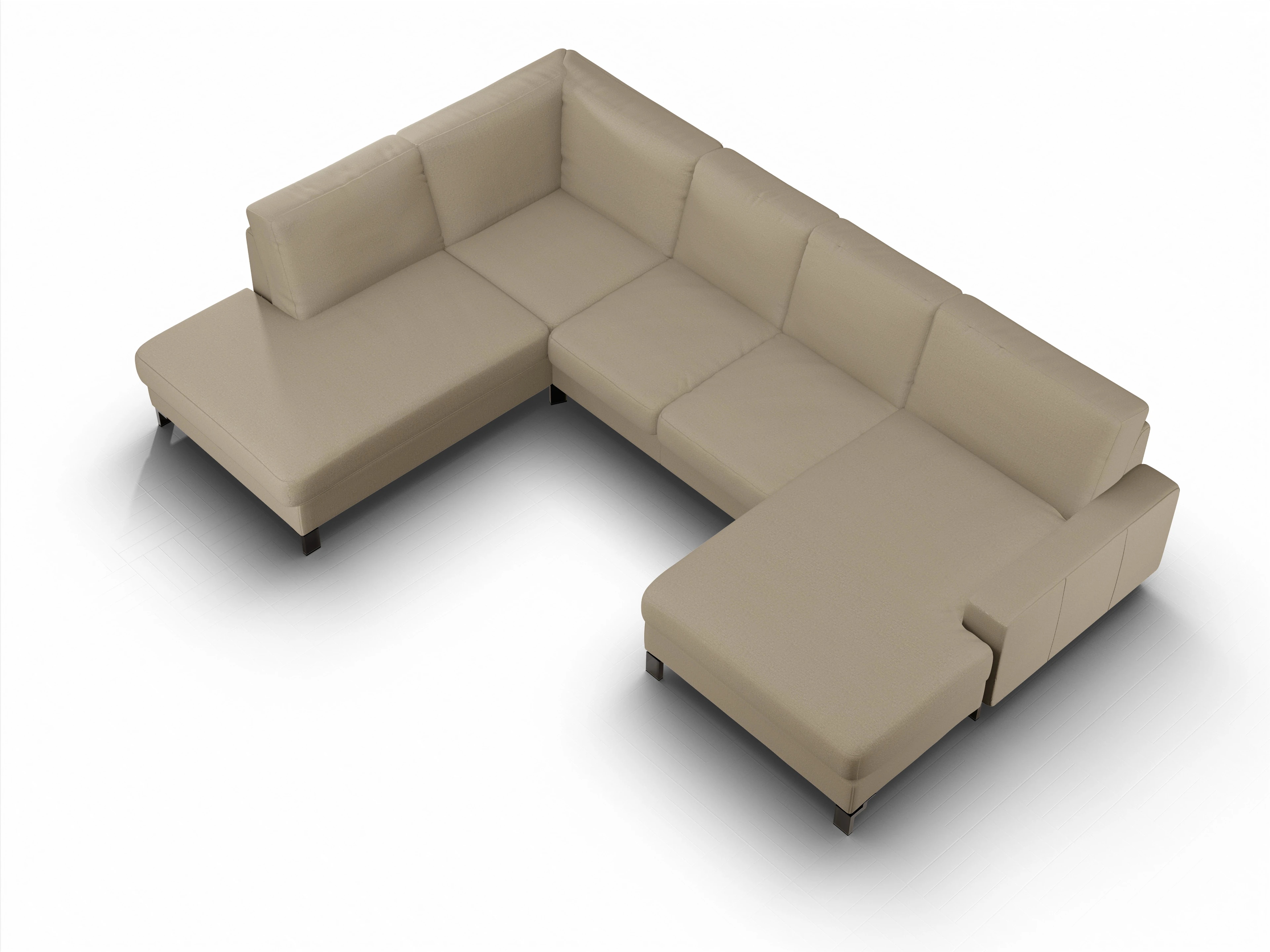 Ansicht des Produktes Casco 2.0 Wohnlandschaft offen beidseitig in Stoff Braun