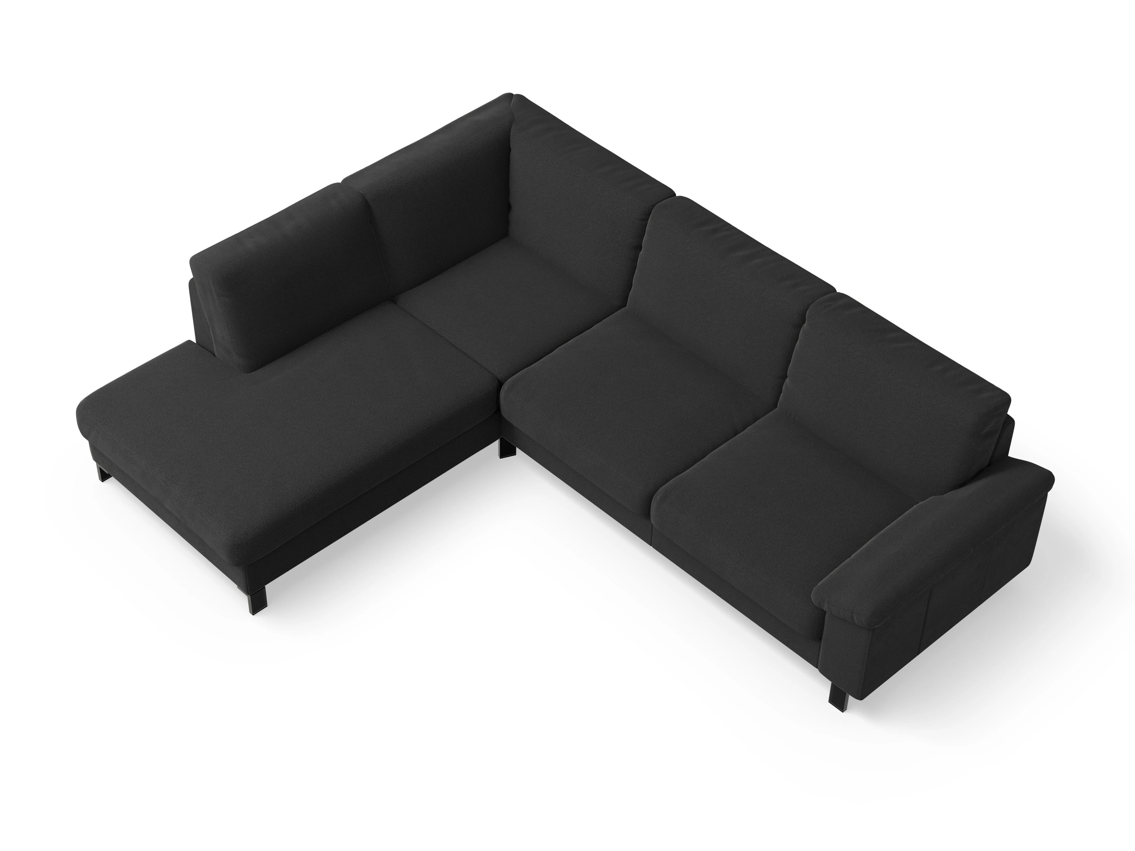 Ansicht des Produktes Casco 2.0 Ecksofa links Abschluss offen in Stoff Schwarz