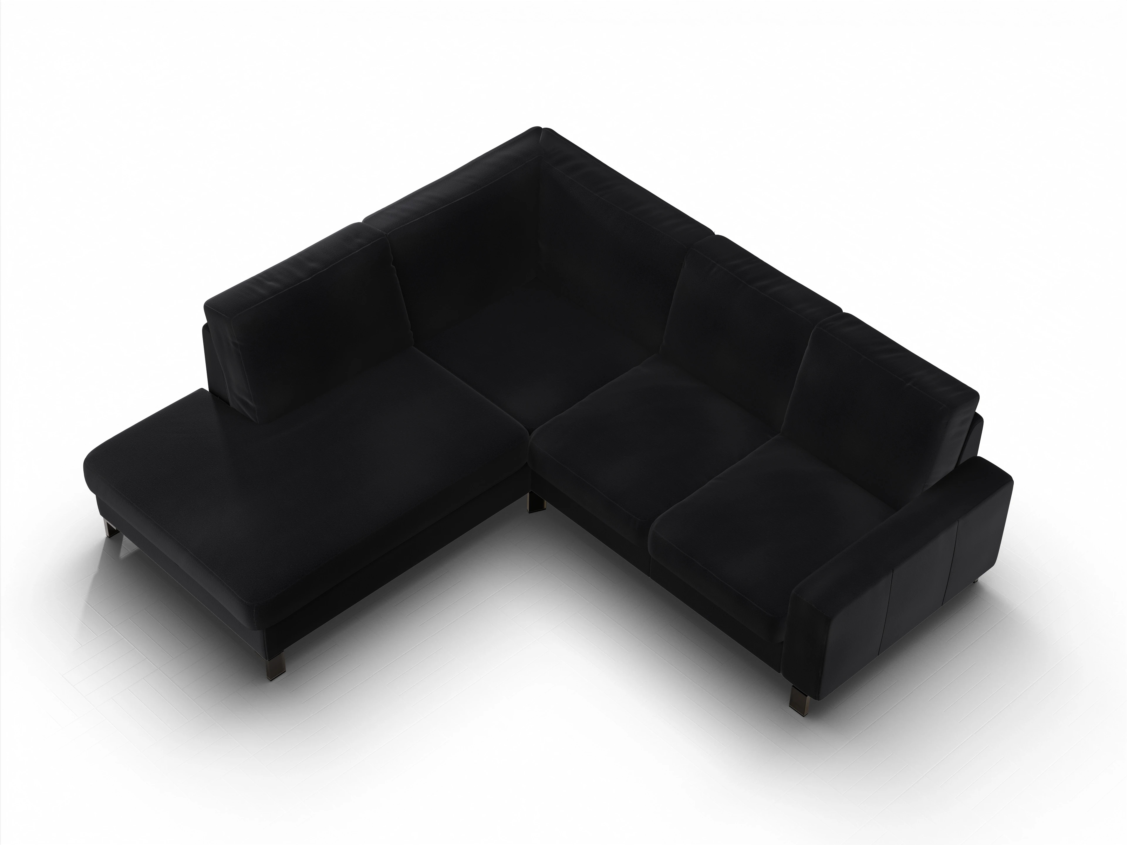 Ansicht des Produktes Casco 2.0 Ecksofa links Abschluss offen in Stoff Schwarz