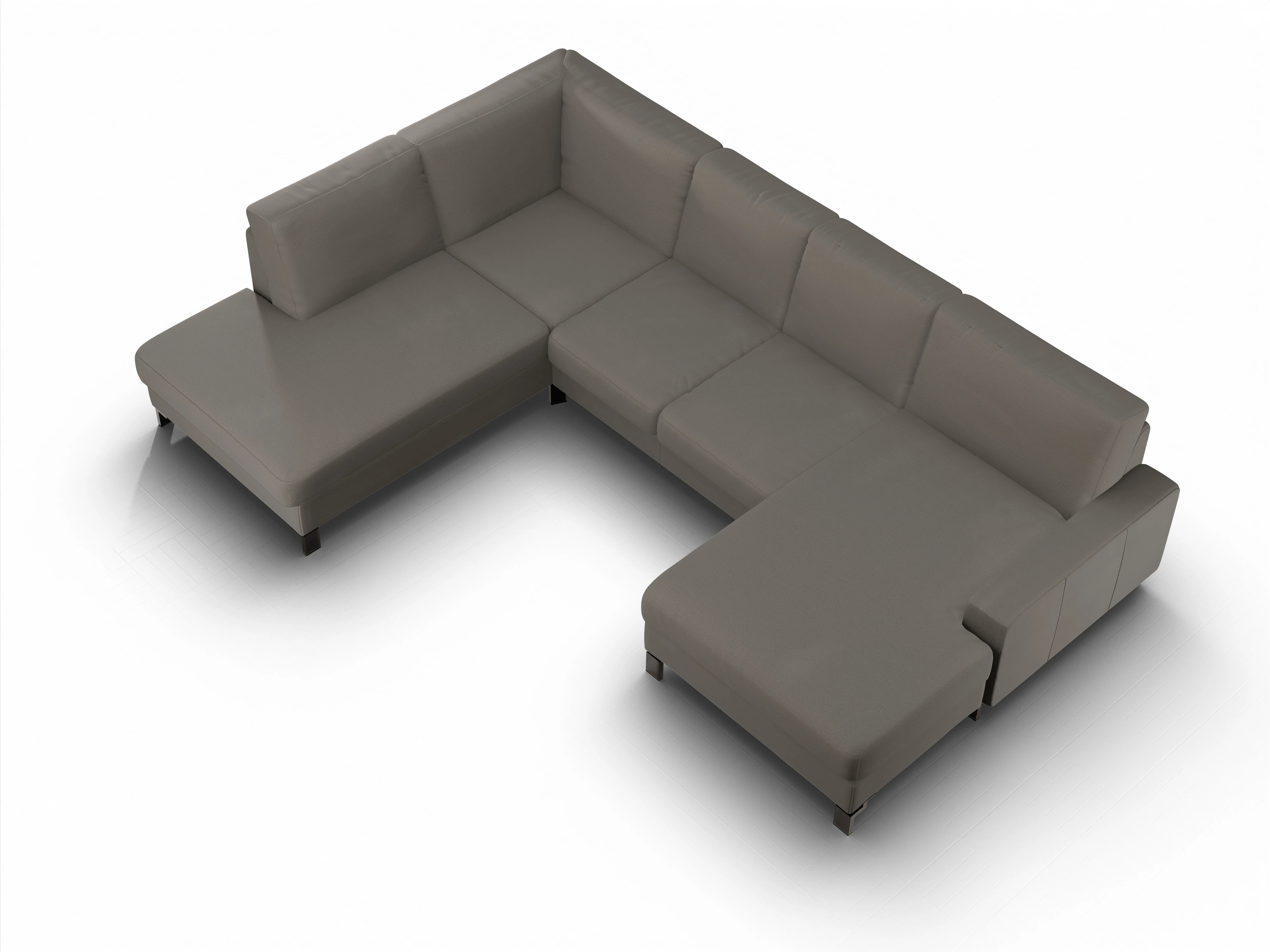 Ansicht des Produktes Casco 2.0 Wohnlandschaft offen beidseitig in Stoff Braun